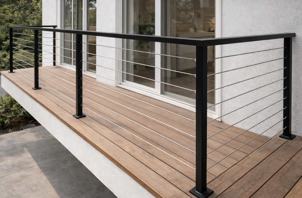 Cable metal railing system for residential exterior applications