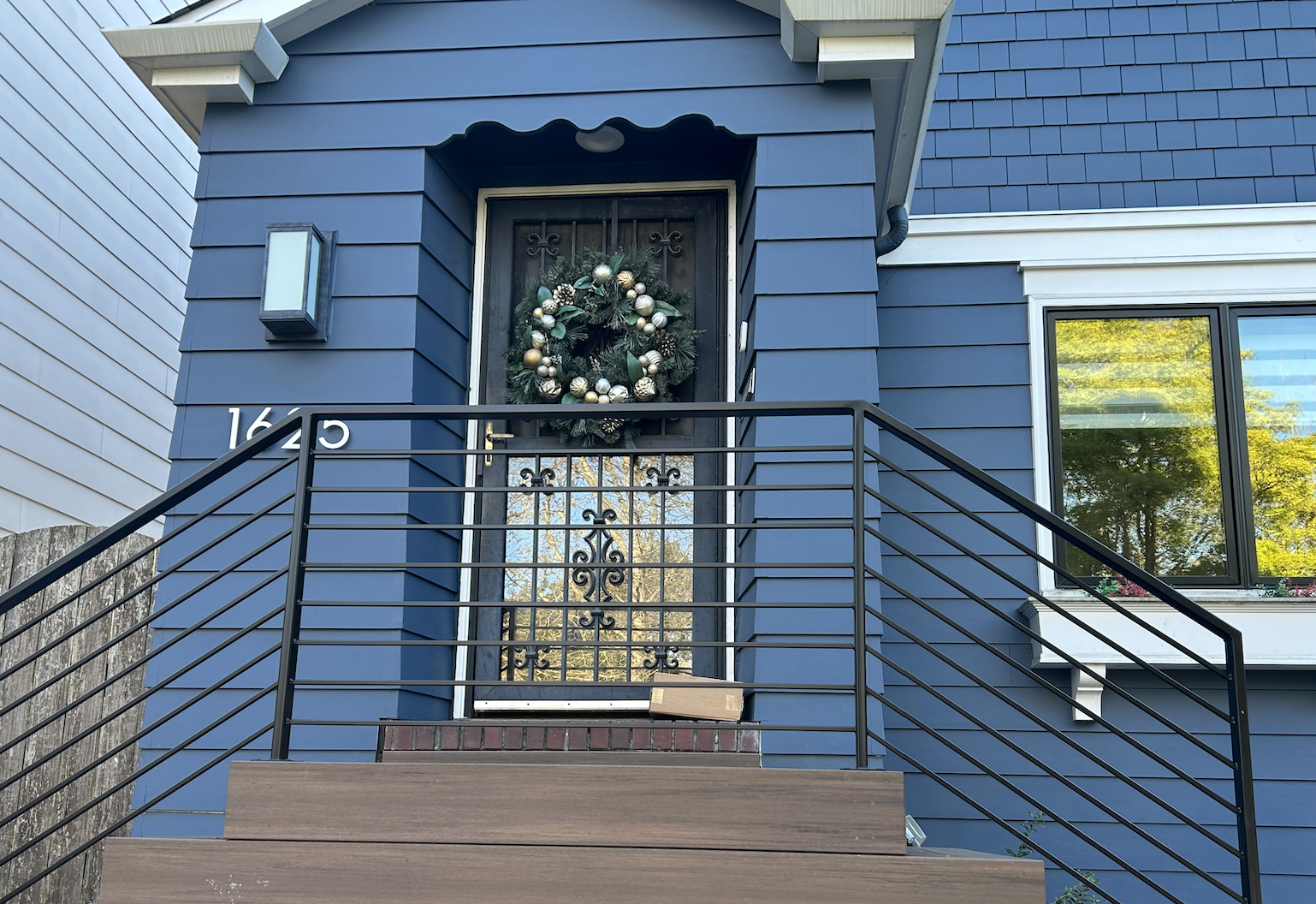 Custom exterior metal railings fabricated and installed in-house