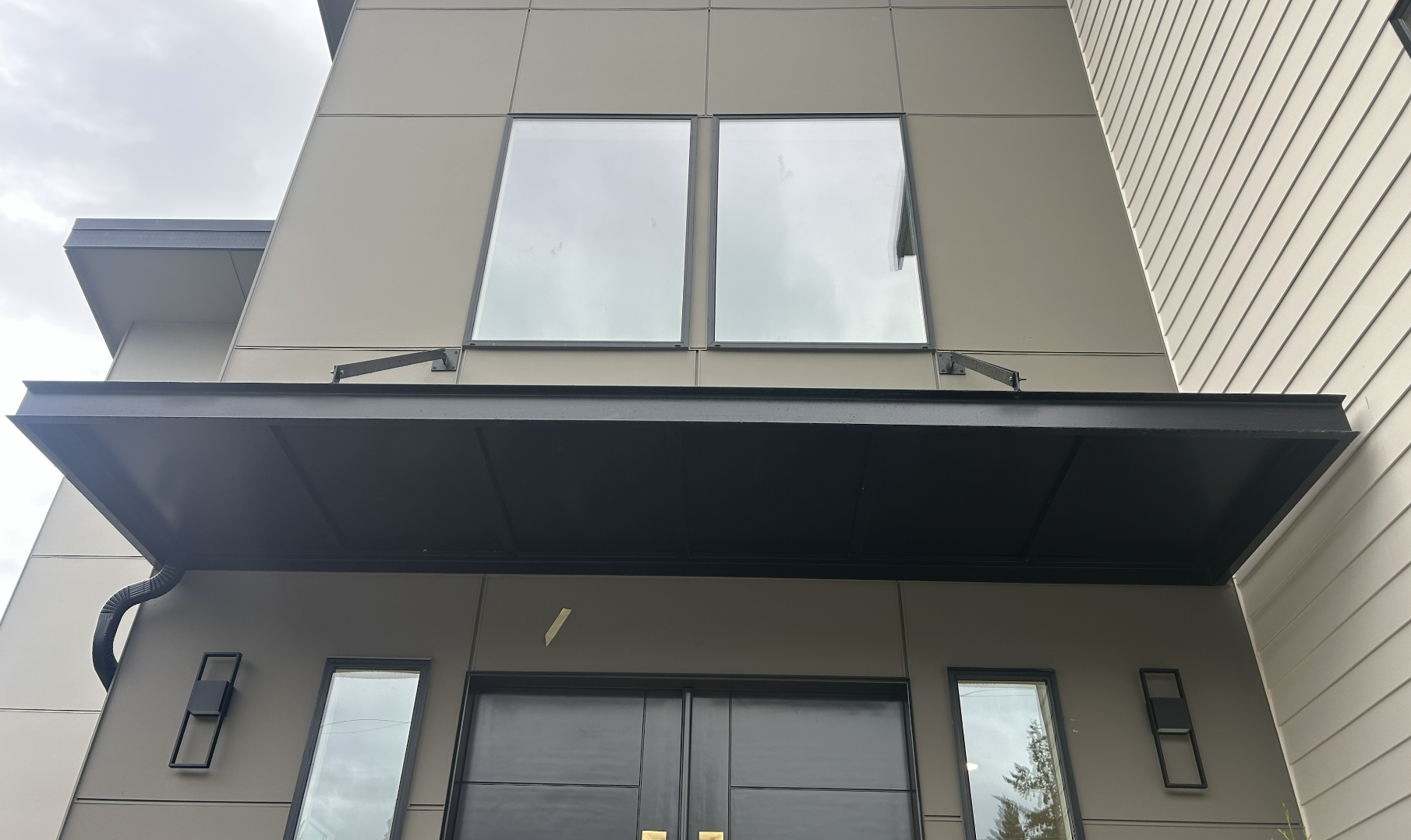 Architectural metal canopy custom fabricated and powder coated in-house