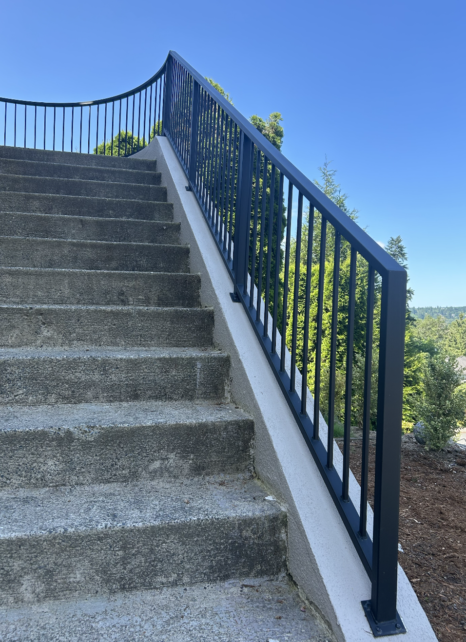  Exterior metal handrails for entry steps with weather-resistant finish