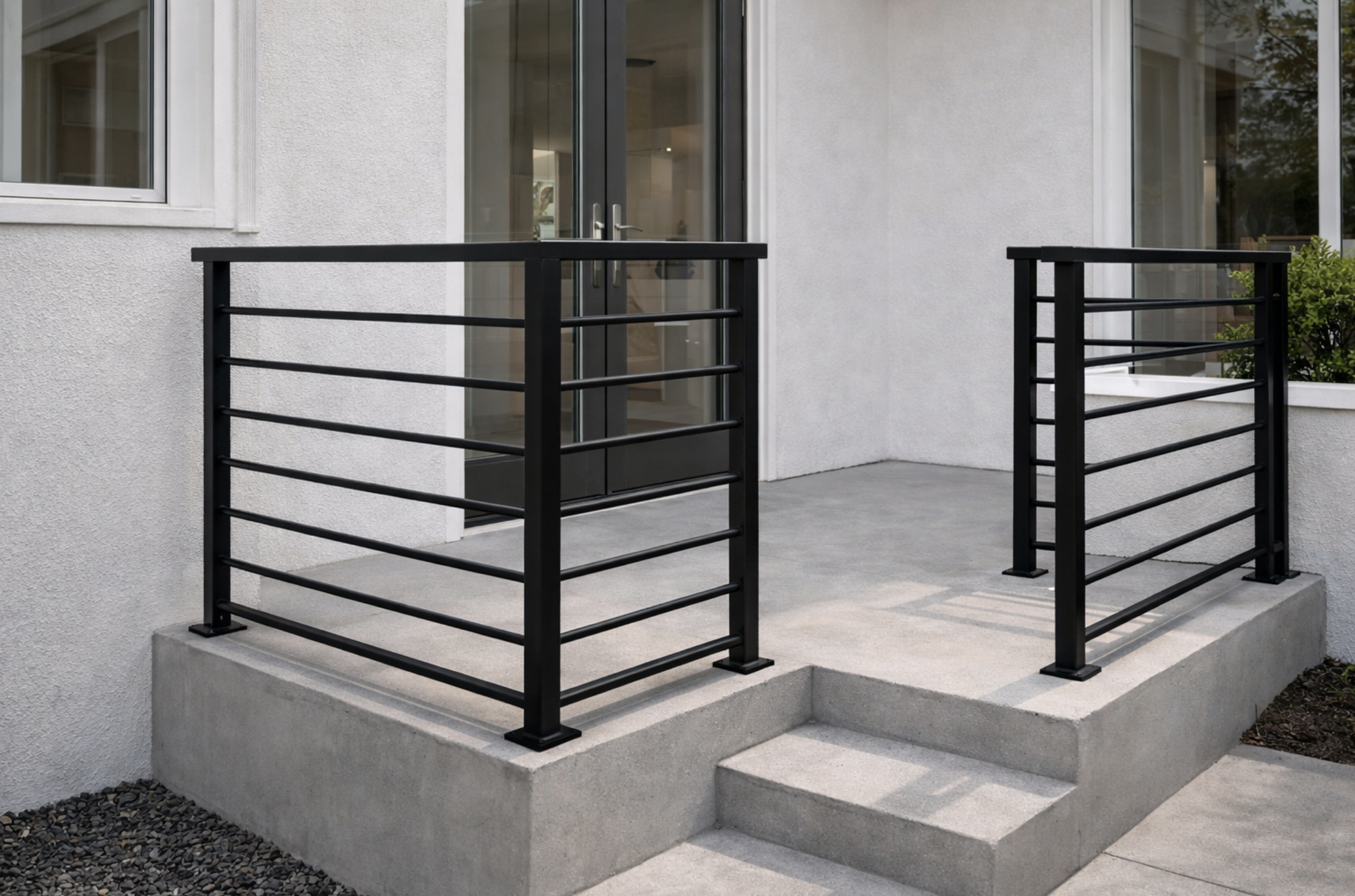 Custom metal railing with powder-coated finish