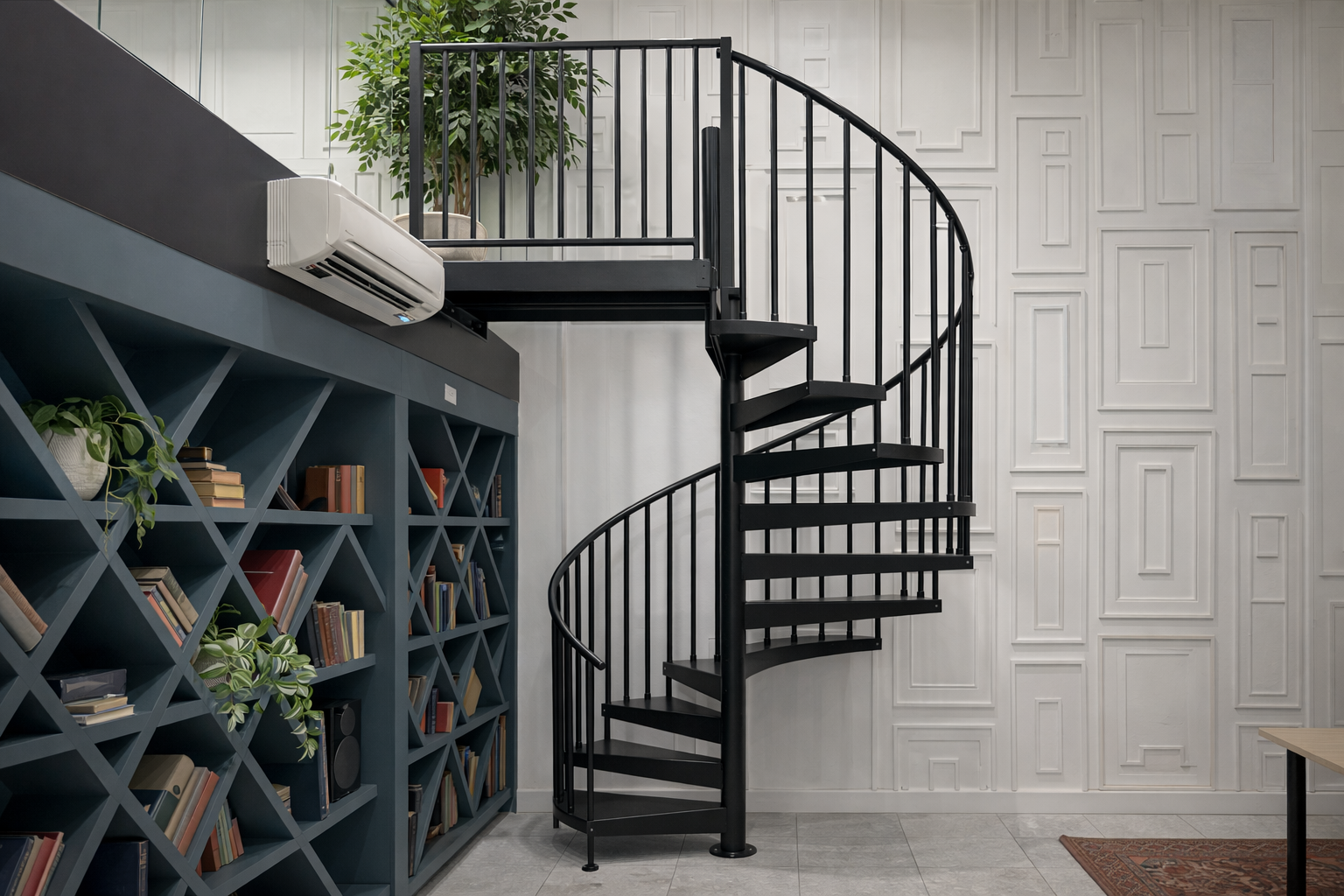 Custom interior metal staircase fabricated and installed in-house