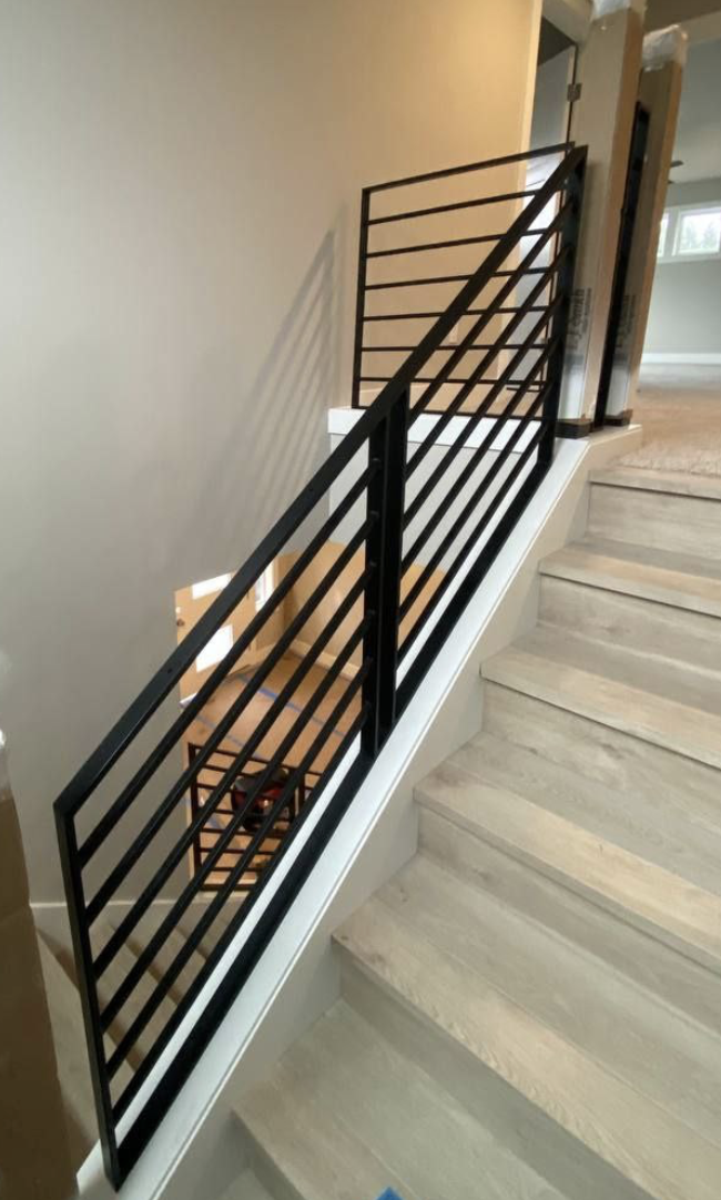 Custom interior metal handrails with powder-coated finish
