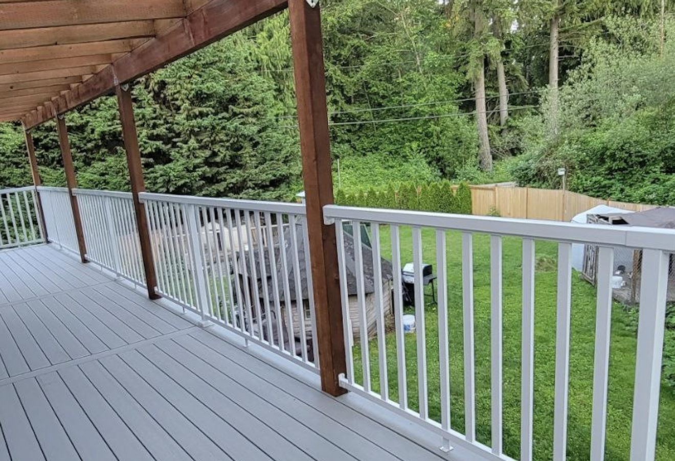 Exterior metal stair railings with durable powder-coated finish