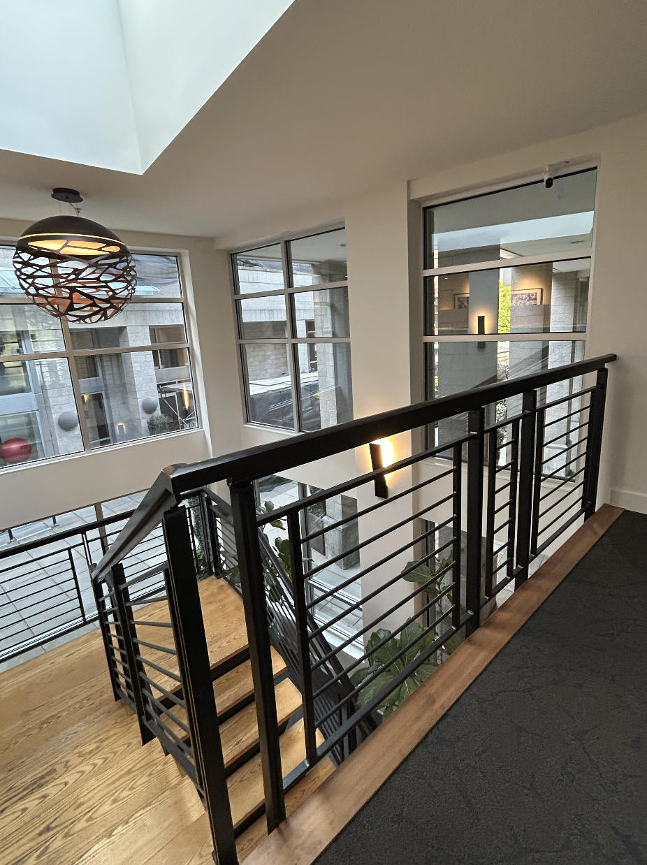 Custom interior metal railings with powder-coated finish