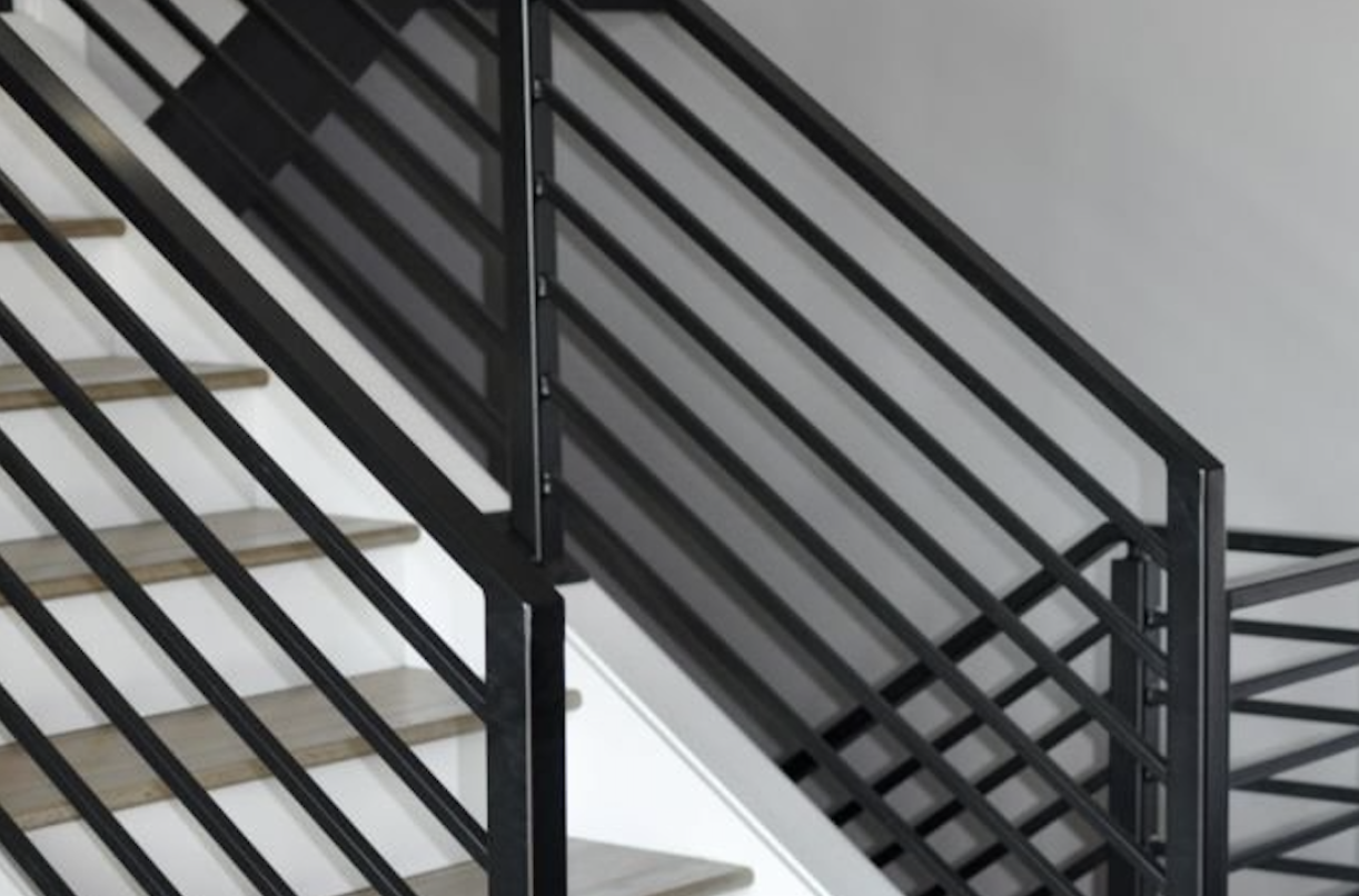 Custom metal railing with powder-coated finish