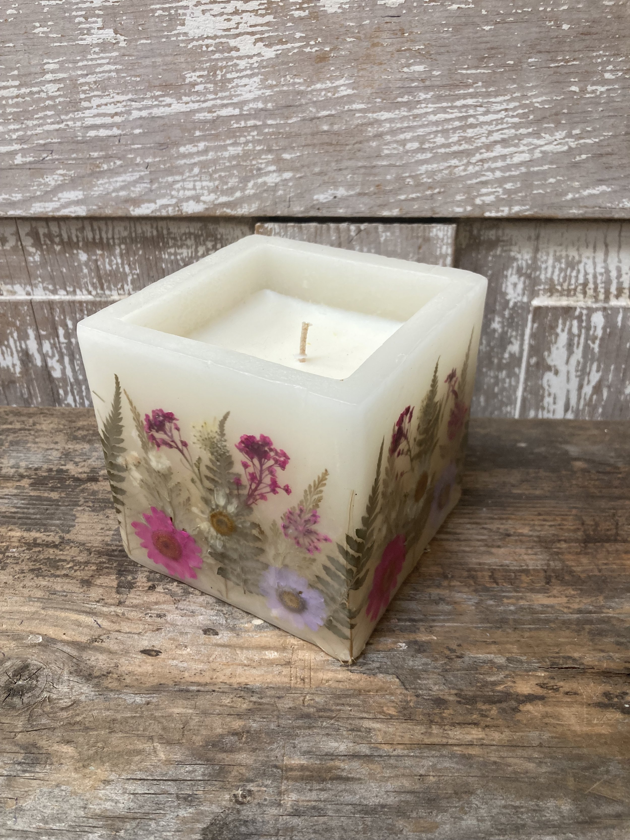 Pressed Floral Candle