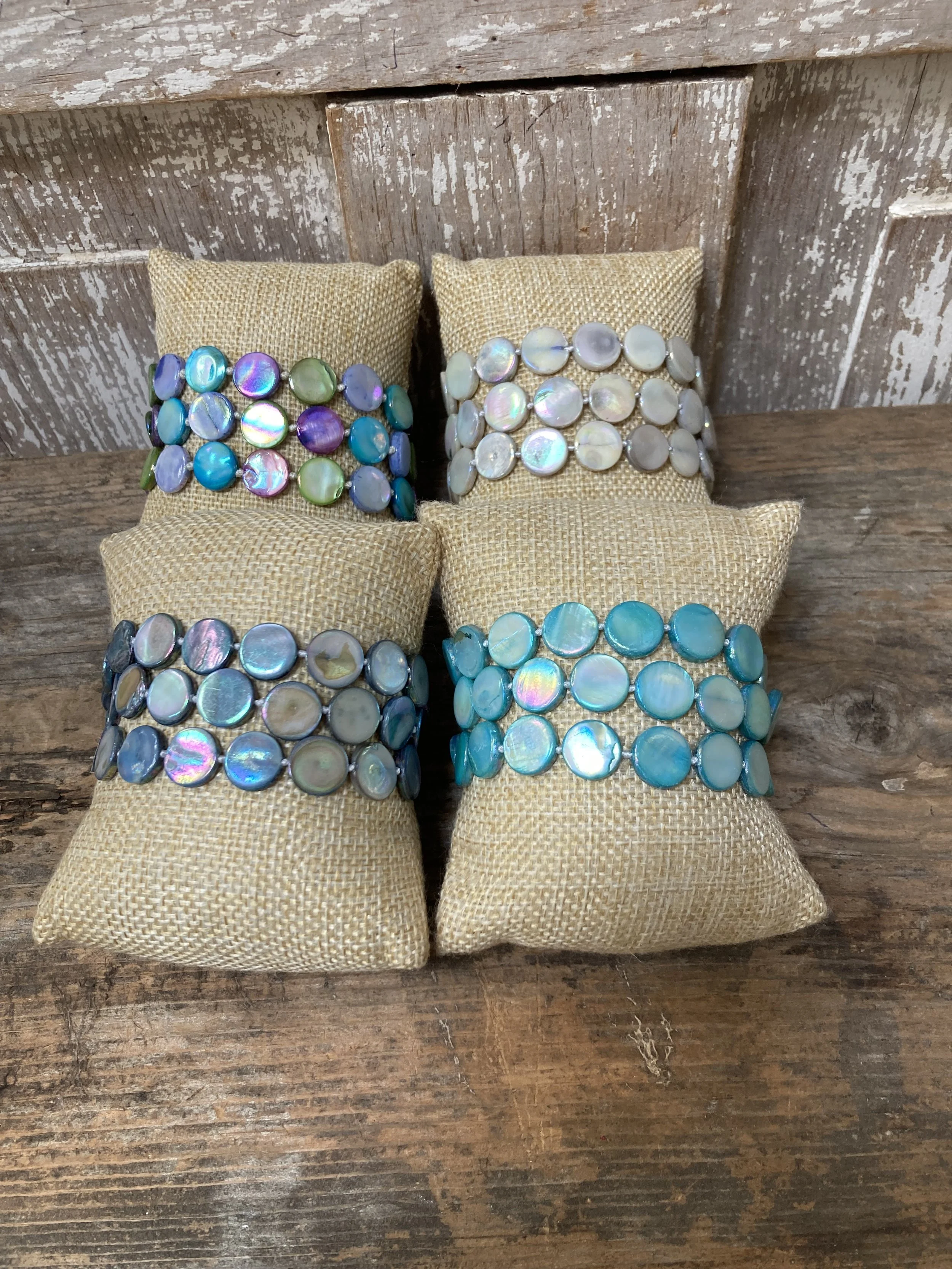 Triple Strand Mother of Pearl Bracelets