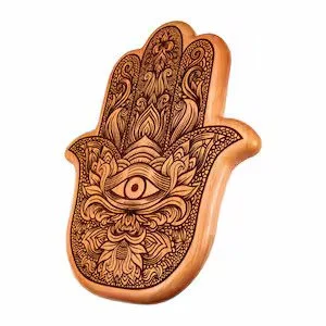 Woodland Woodworx Hamsa Engraved Wood Wall Art
