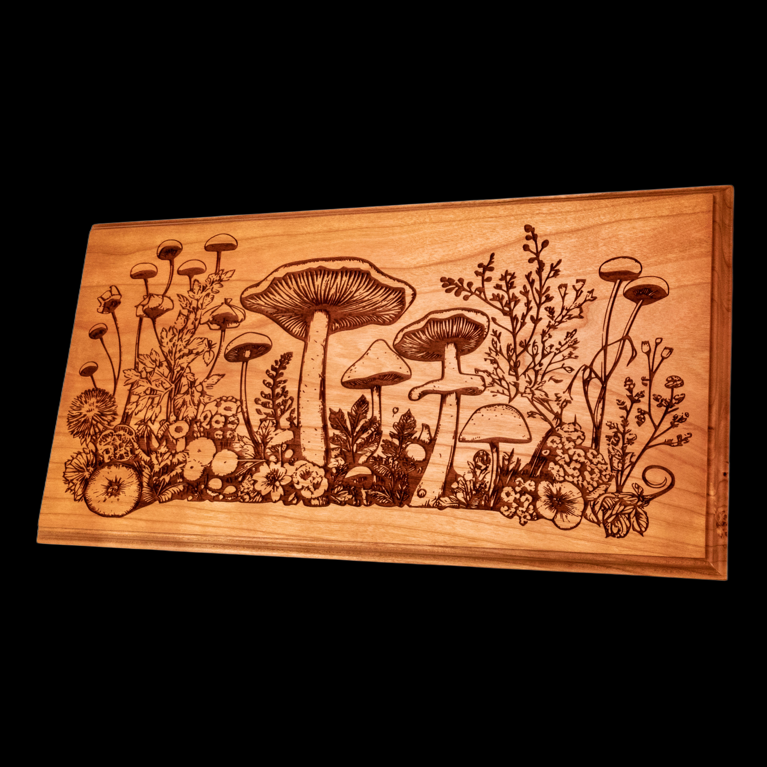 Mystical Mycology, Engraved Solid Maple Wall Art