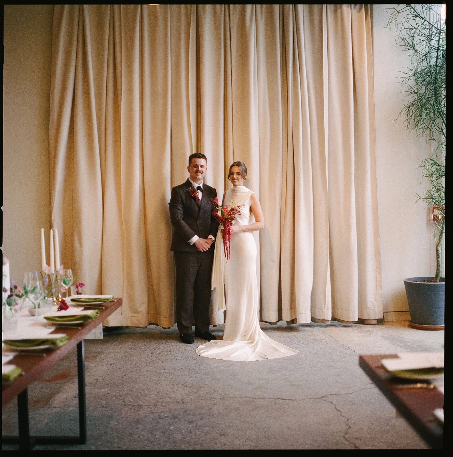 Wedding portraits on film at Rule of Thirds in Brooklyn