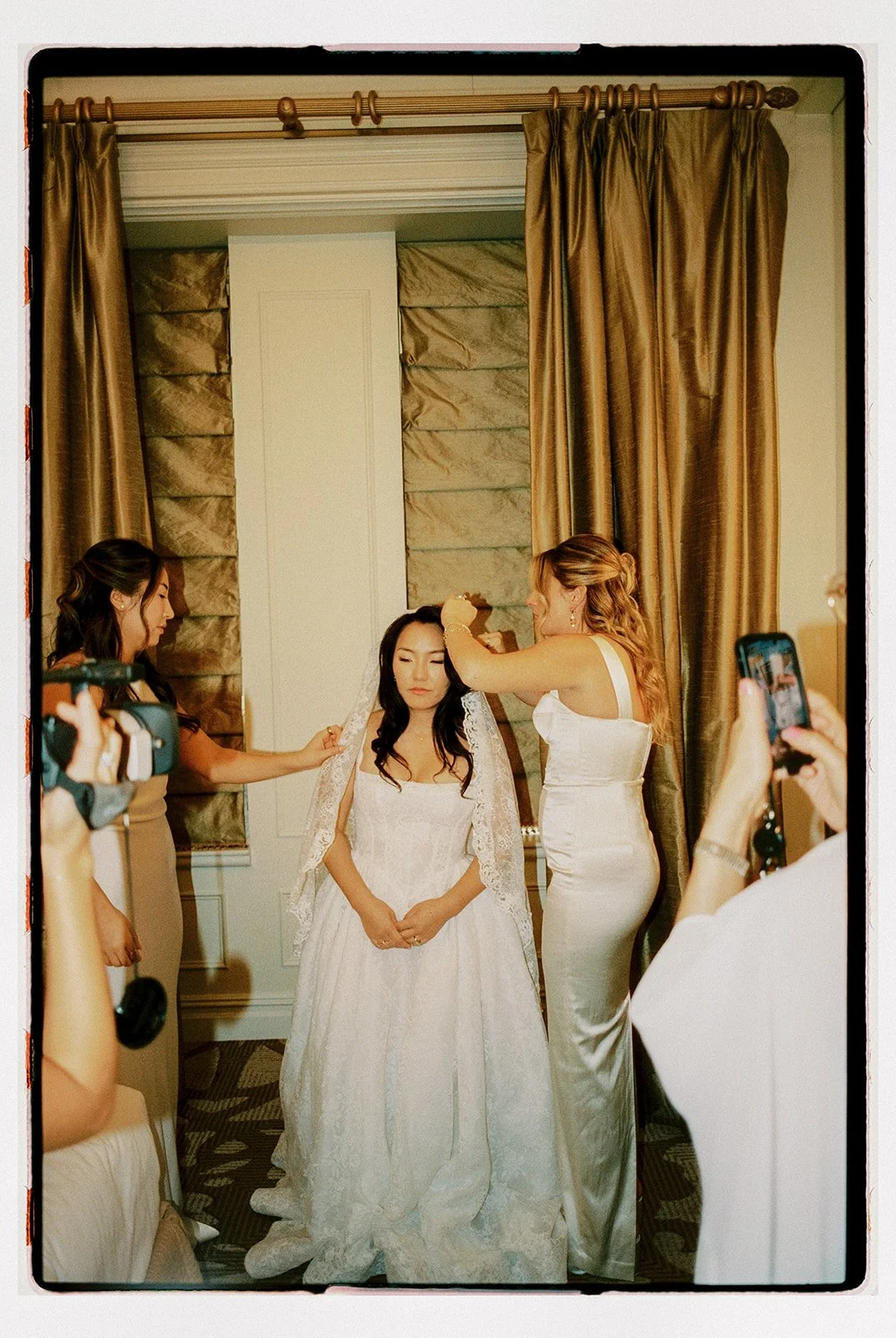 Bride getting ready at the Plaza hotel on film
