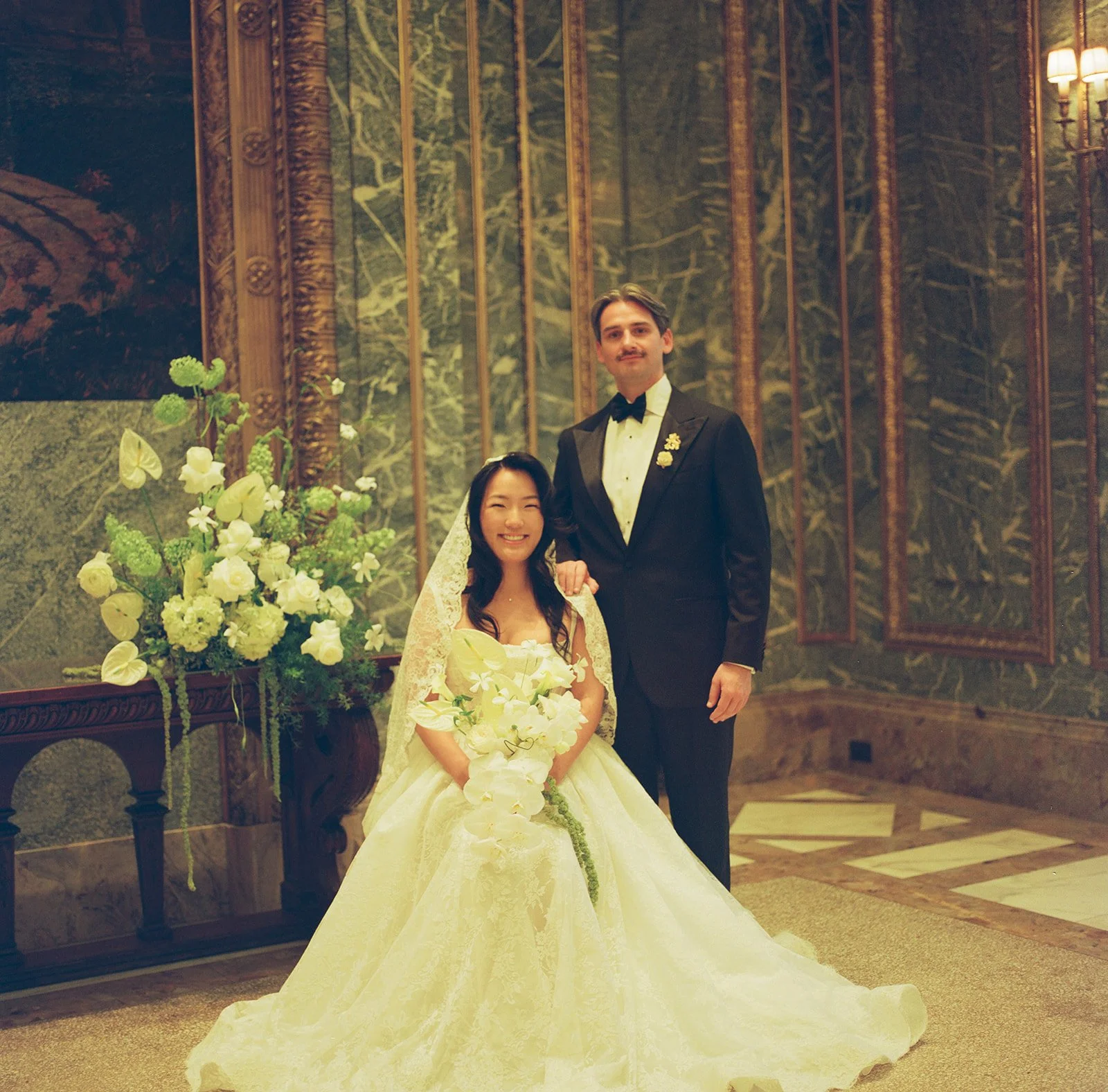 Wedding formal royal portrait on film at burden kahn mansion