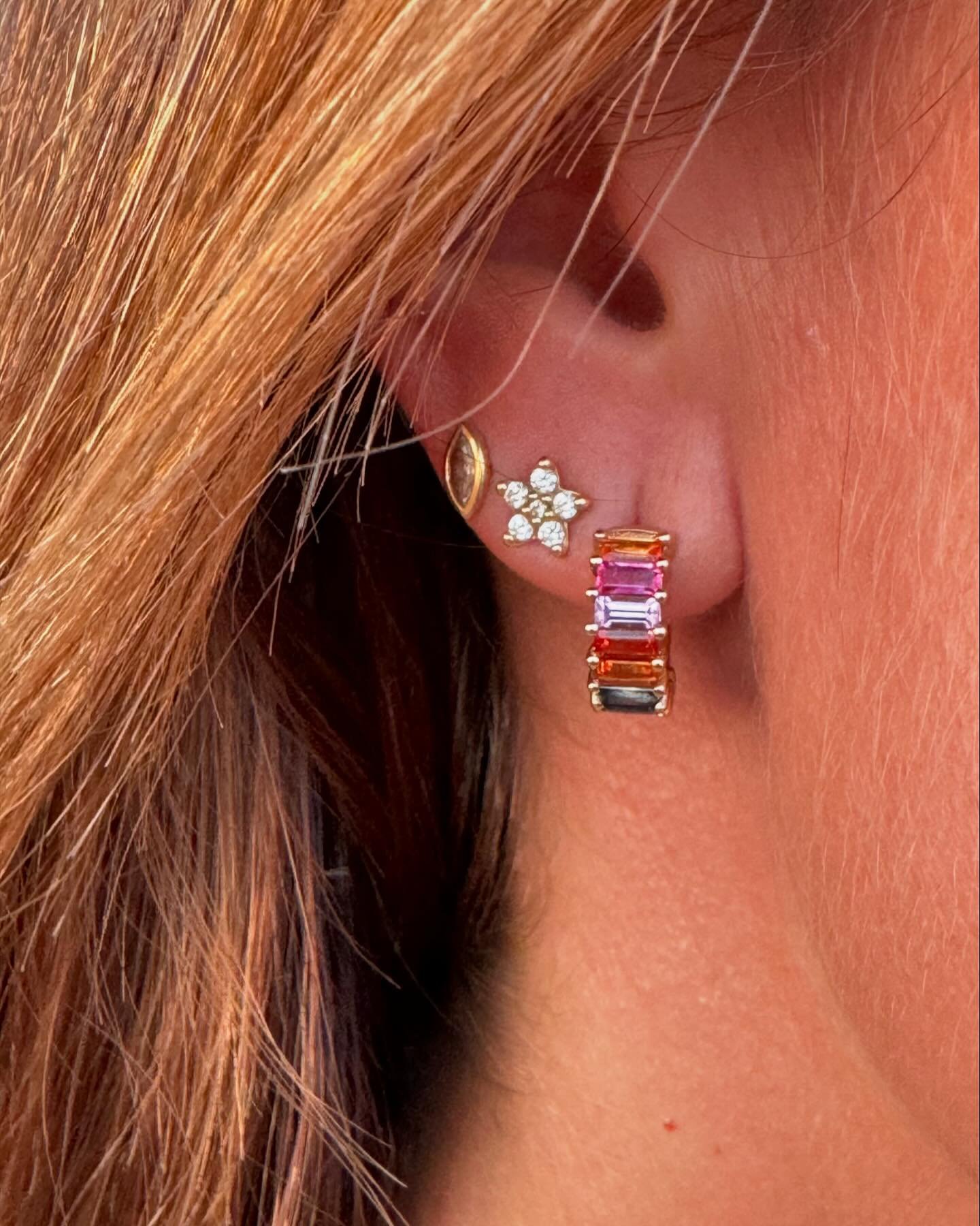 Summer Mix Creole Multi Saphirs Baguette &amp; Stud Diamant Marquise #andparis #18carats