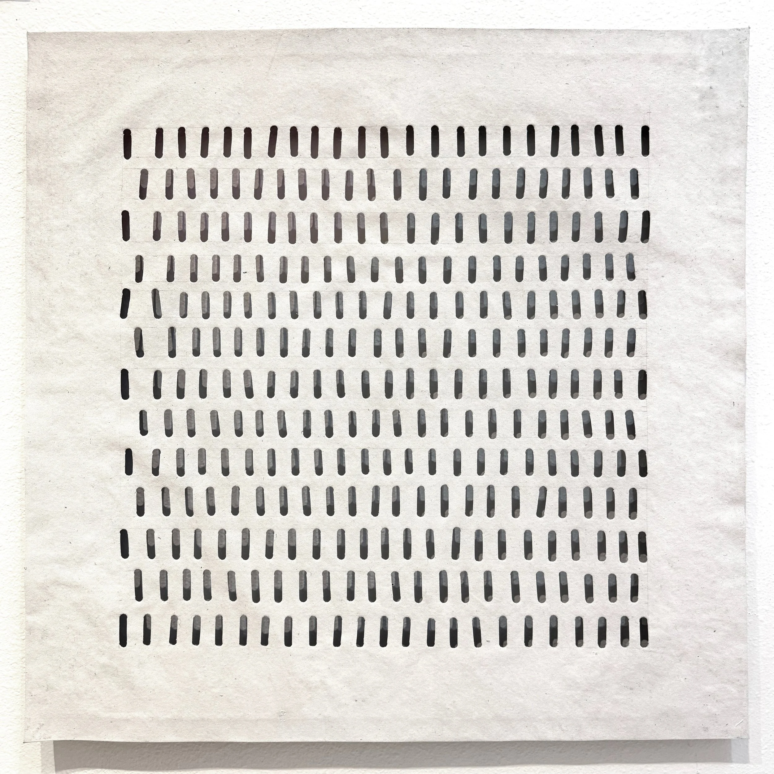 Strike, acrylic and glue on cut canvas, 2026, 30 x 30 x 1 in

#textileworks #cutartist #margaretrossgriffith #abstractart #minimalabstraction #glueoncanvas