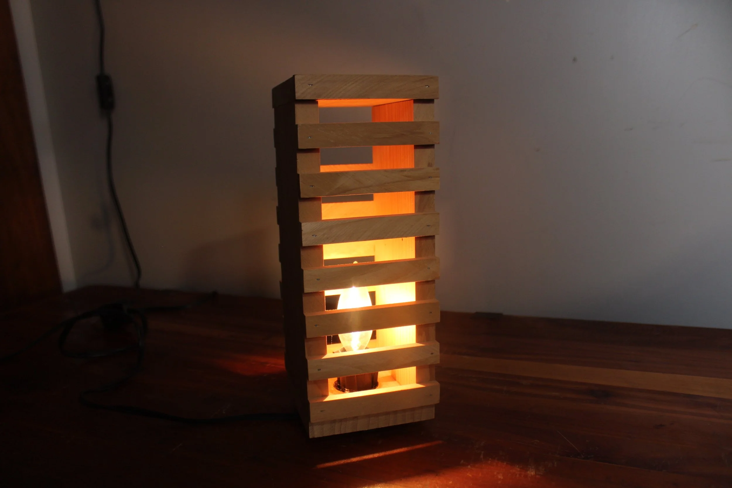 Handmade Reclaimed Wood Lamp with Dimmer