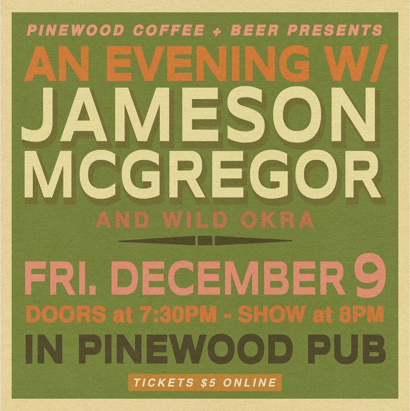 TONIGHT at 8pm in the courtyard @jamesonmcgregor w/ wild okra
$5 pre sale ticket online - $5 pints of Waco brewed beers