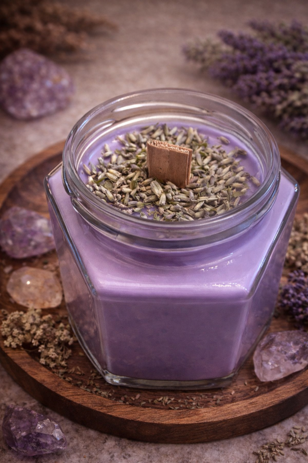 Moon Botanical Crystal Candle