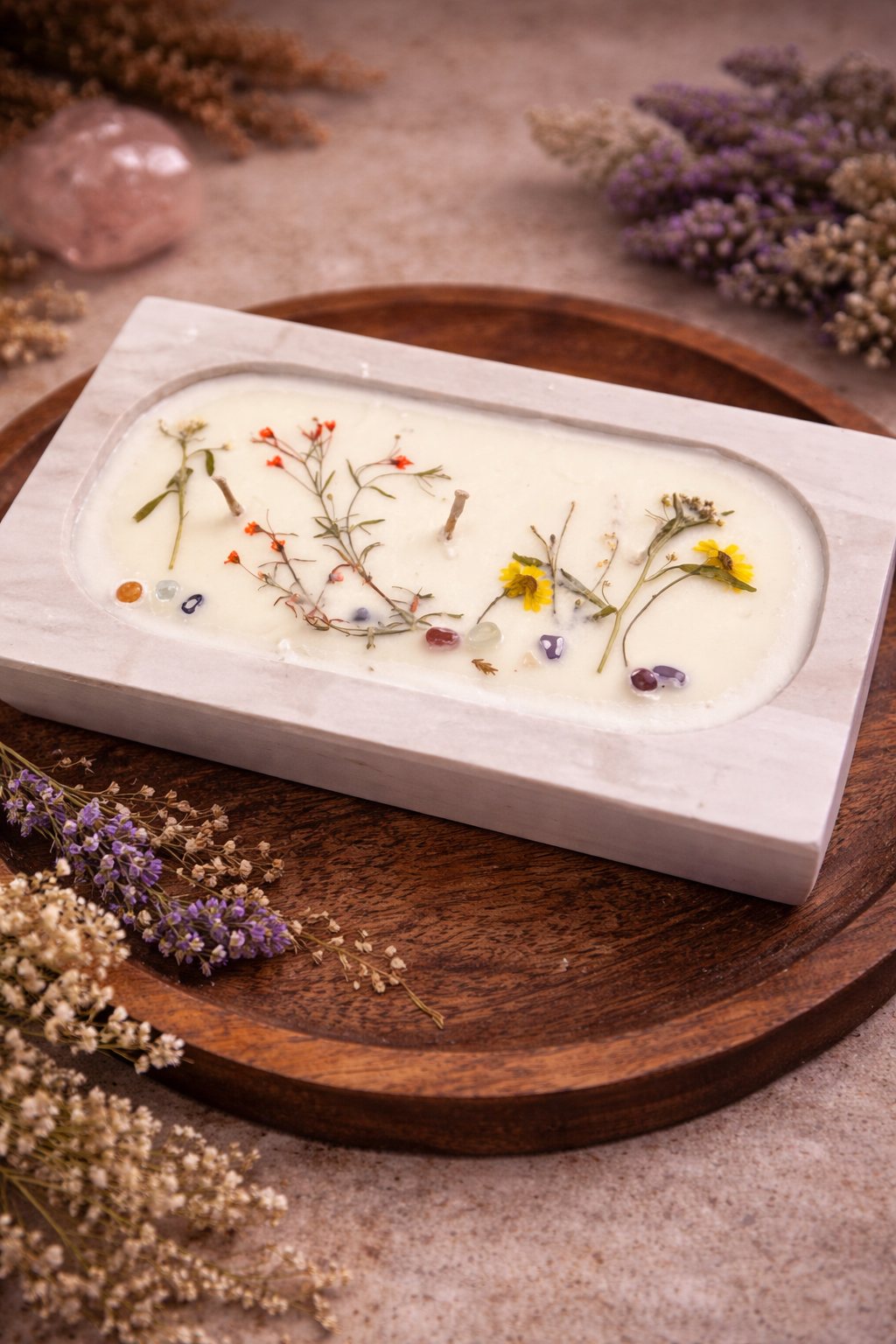 Yellow Flowers Botanical Vanilla & Floral Beeswax Candle