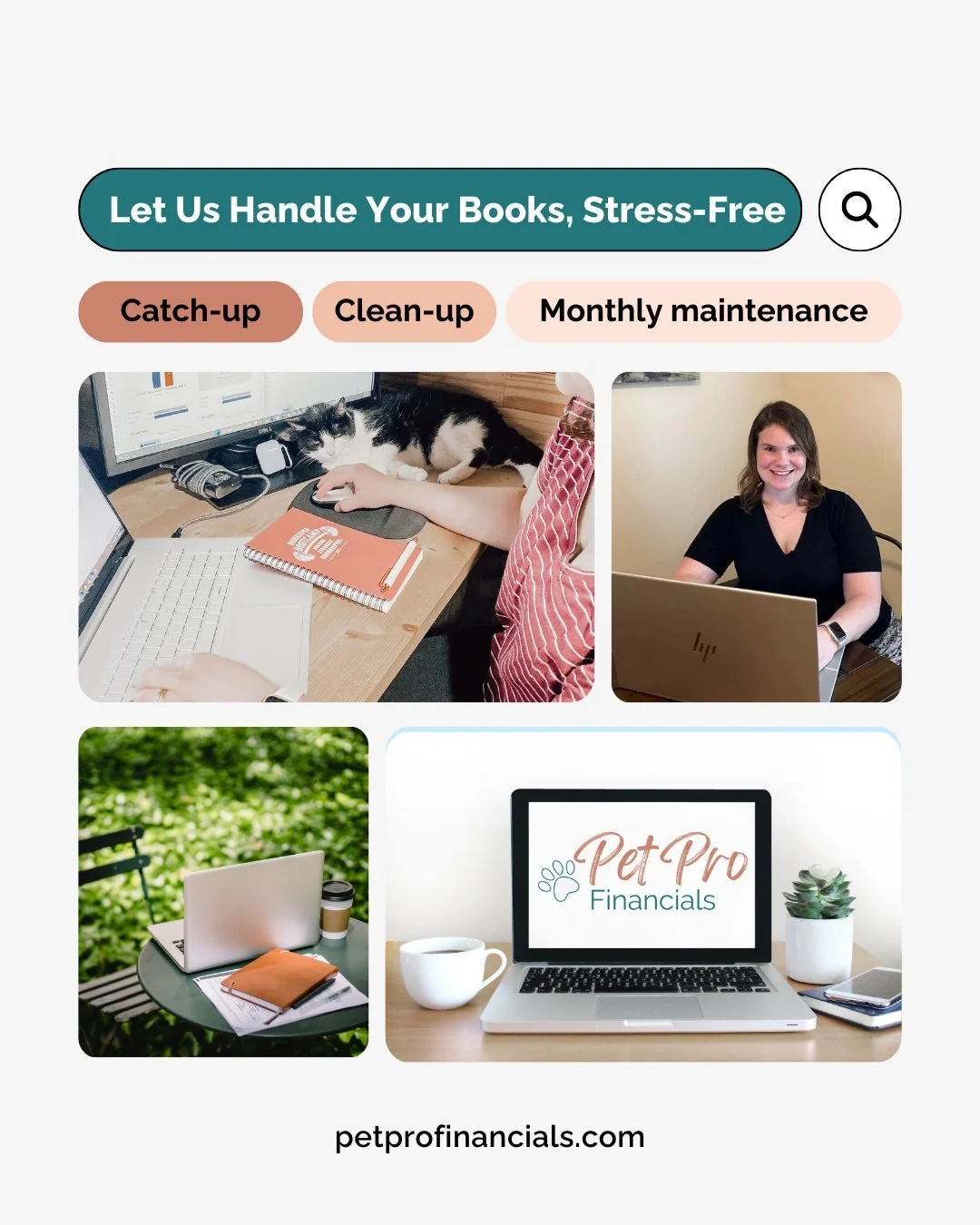 Is bookkeeping stressing you out? 

Let us take it off your plate so you can focus on what you do best&mdash;running your business!

Here&rsquo;s how we can help:

✅ No more worrying about mistakes or falling behind&mdash;we&rsquo;ll keep everything 