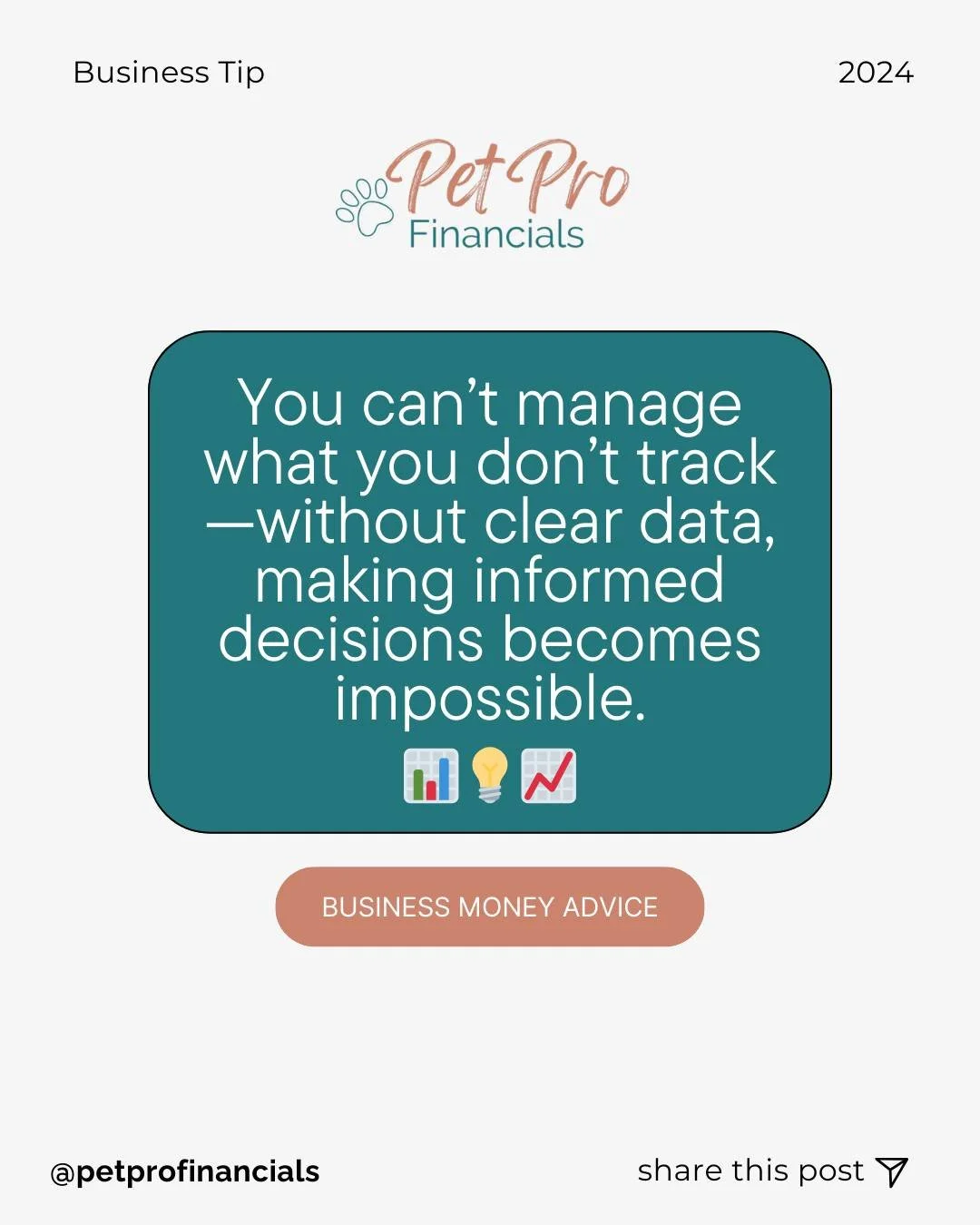 Without clear data, it&rsquo;s impossible to make informed decisions&mdash;this is especially true with your finances. 

Tracking your income, expenses, and key metrics regularly gives you the insights you need to grow your business, identify opportu