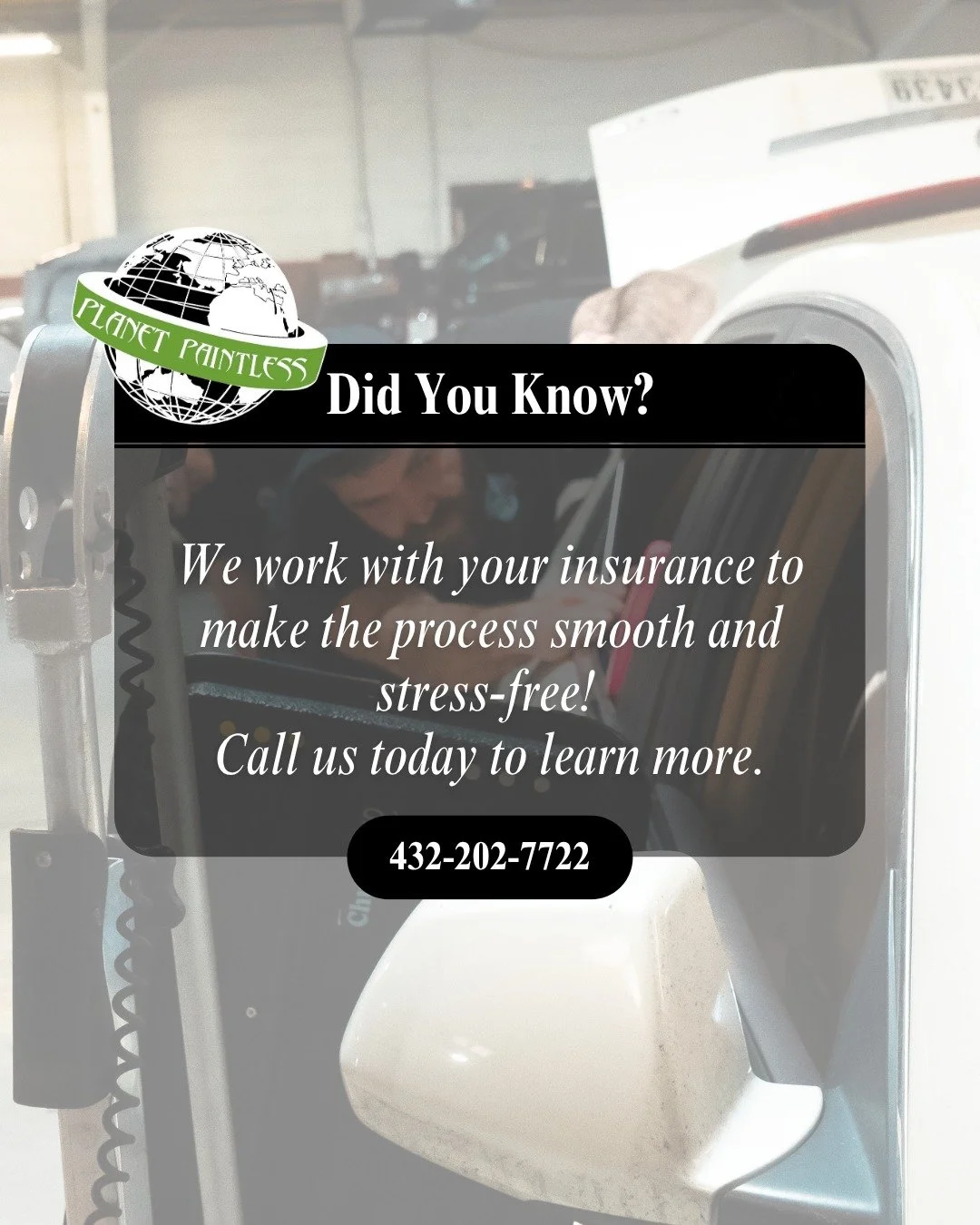 We work with your insurance to make the process smooth and stress-free. Let us handle the paperwork while you enjoy a flawless finish!
www.planetpaintlesstx.com
#PlanetPaintless #InsuranceApproved #MidlandTX #PDRExperts #StressFreeRepairs #BookNow