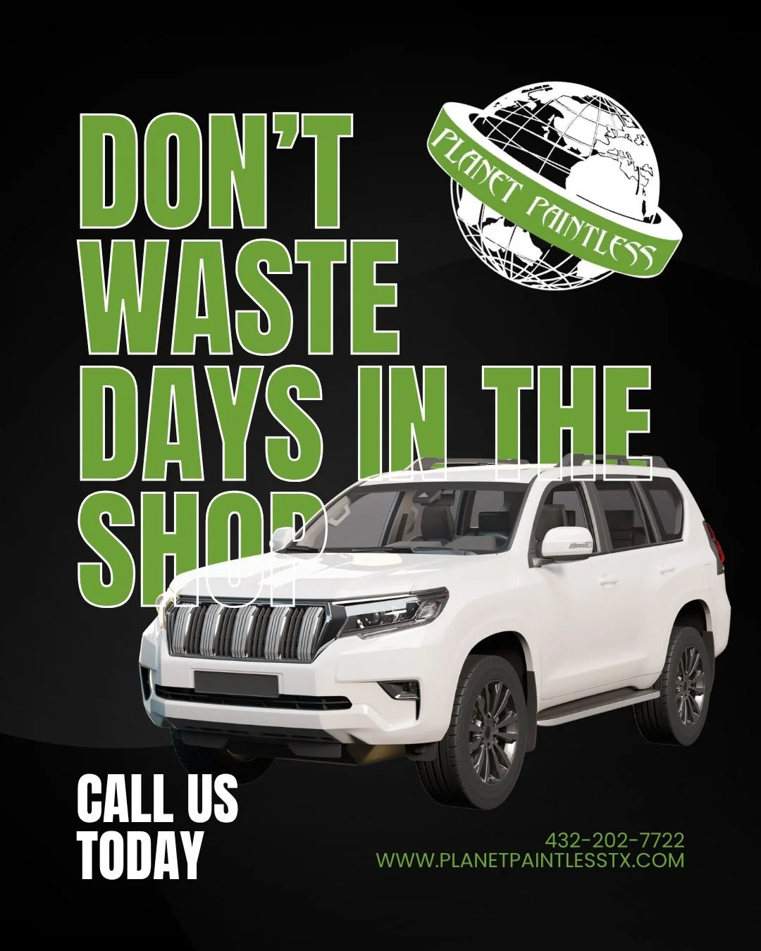 ⥠Don’t waste days in the shop. Our fast, efficient PDR gets you back on the road in no time. Call us today to schedule your repair!
#PlanetPaintless #FastService #DentRepair #MidlandTX #PDRExperts #QuickFix #BookNow