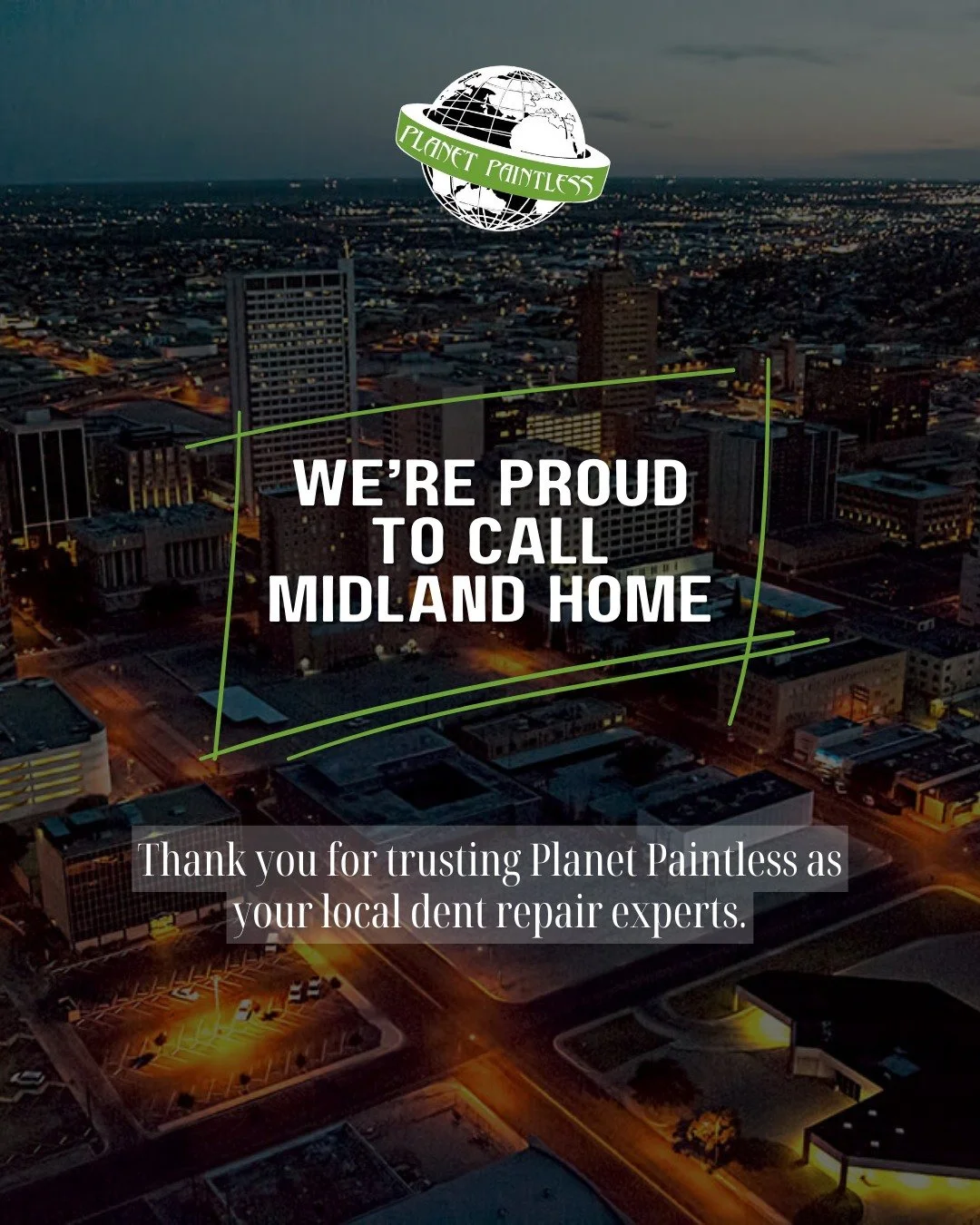 We're proud to call Midland home. π«Ά
Thank you for trusting Planet Paintless as your local dent repair experts.