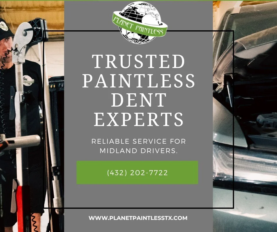 From hail damage to door dings, Planet Paintless is your trusted source for paintless dent repair in Midland. Get out-of-this-world results while keeping your vehicle&rsquo;s original beauty intact. Visit planetpaintlesstx.com or call (432) 202-7722 