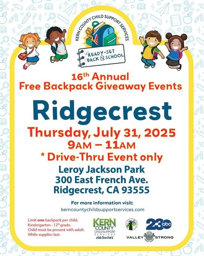 Free Backpack Giveaway - Ridgecrest