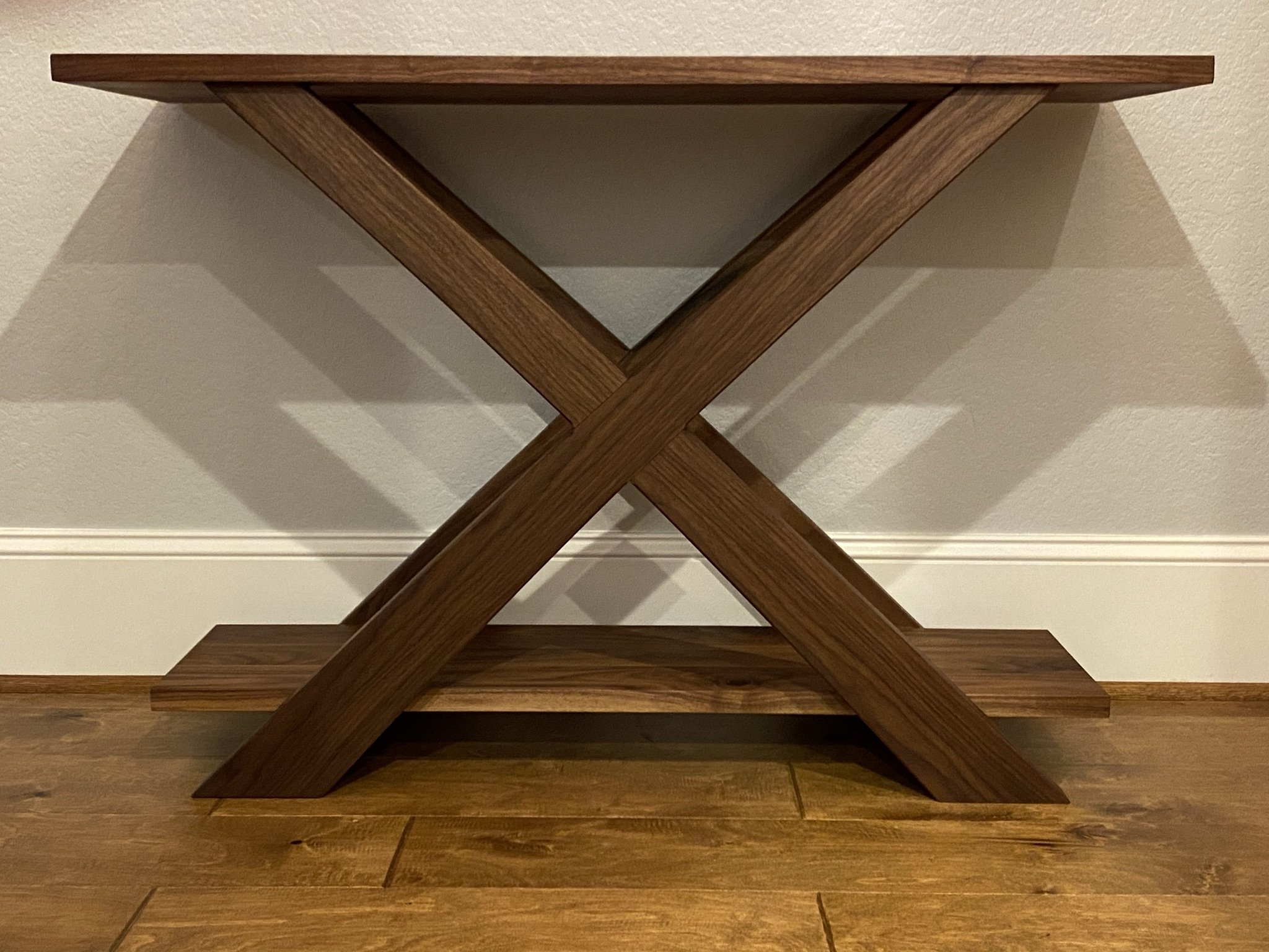 Walnut 'X' entry way table