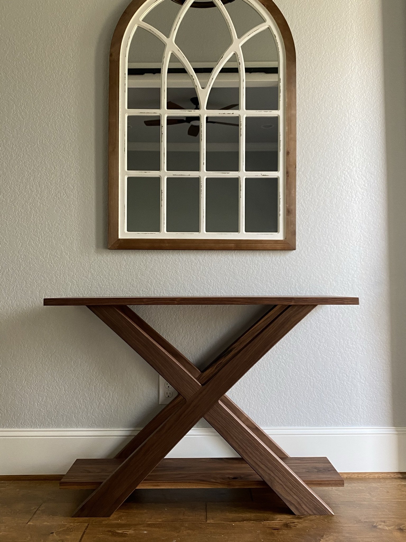 Walnut 'X' entry way table