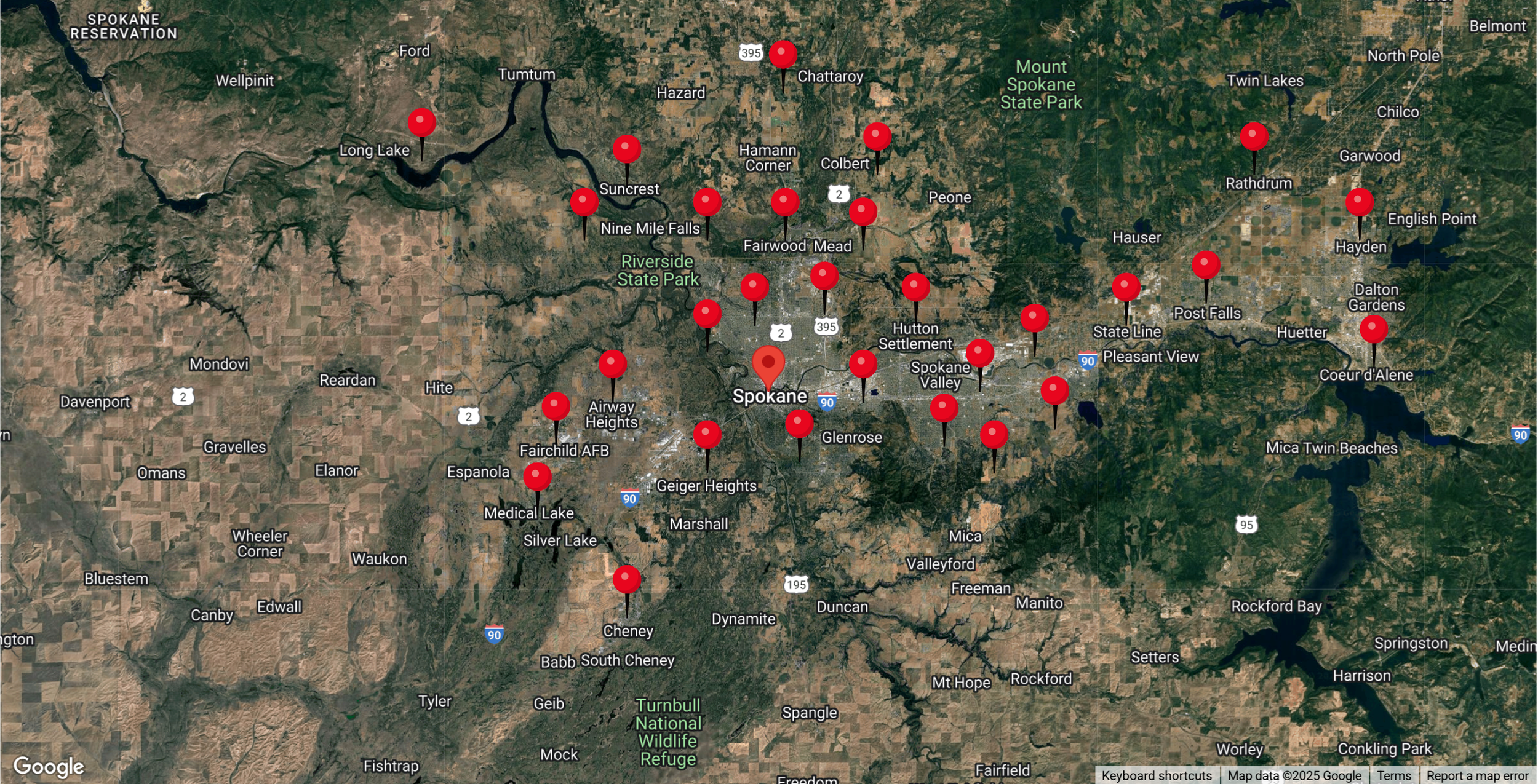 Locations Blaska Landscaping services in Spokane, Washington and surrounding areas.