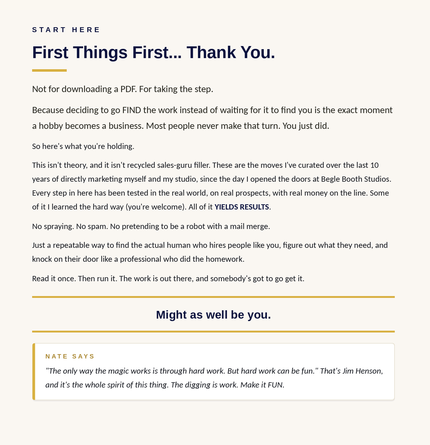 Finding the Human voice over prospecting playbook PDF Start Here