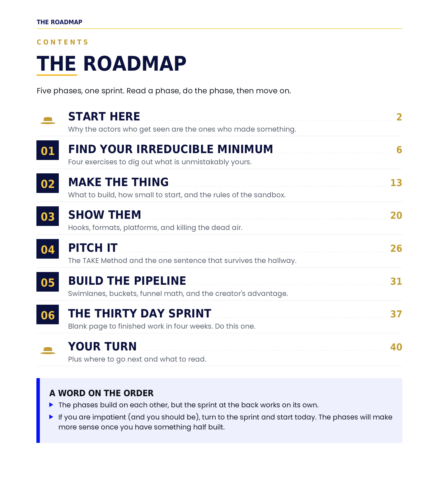 Make the Thing voice actor roadmap PDF cover, Begle Booth Studios The Roadmap