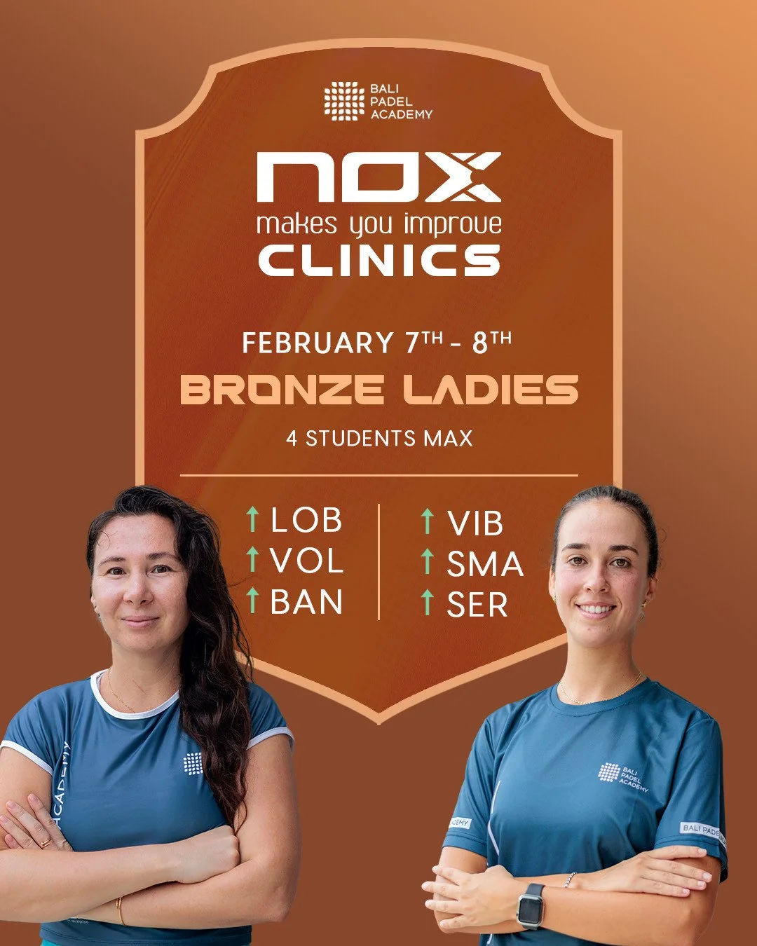 👉 NOX Clinics ⁠
⁠
Intensive padel clinic designed for players who want to level up their game in one focused weekend.⁠
Improve your technique, sharpen your tactical understanding, and apply key concepts in real match situations.⁠
⁠
🗓 Dates:  Februa