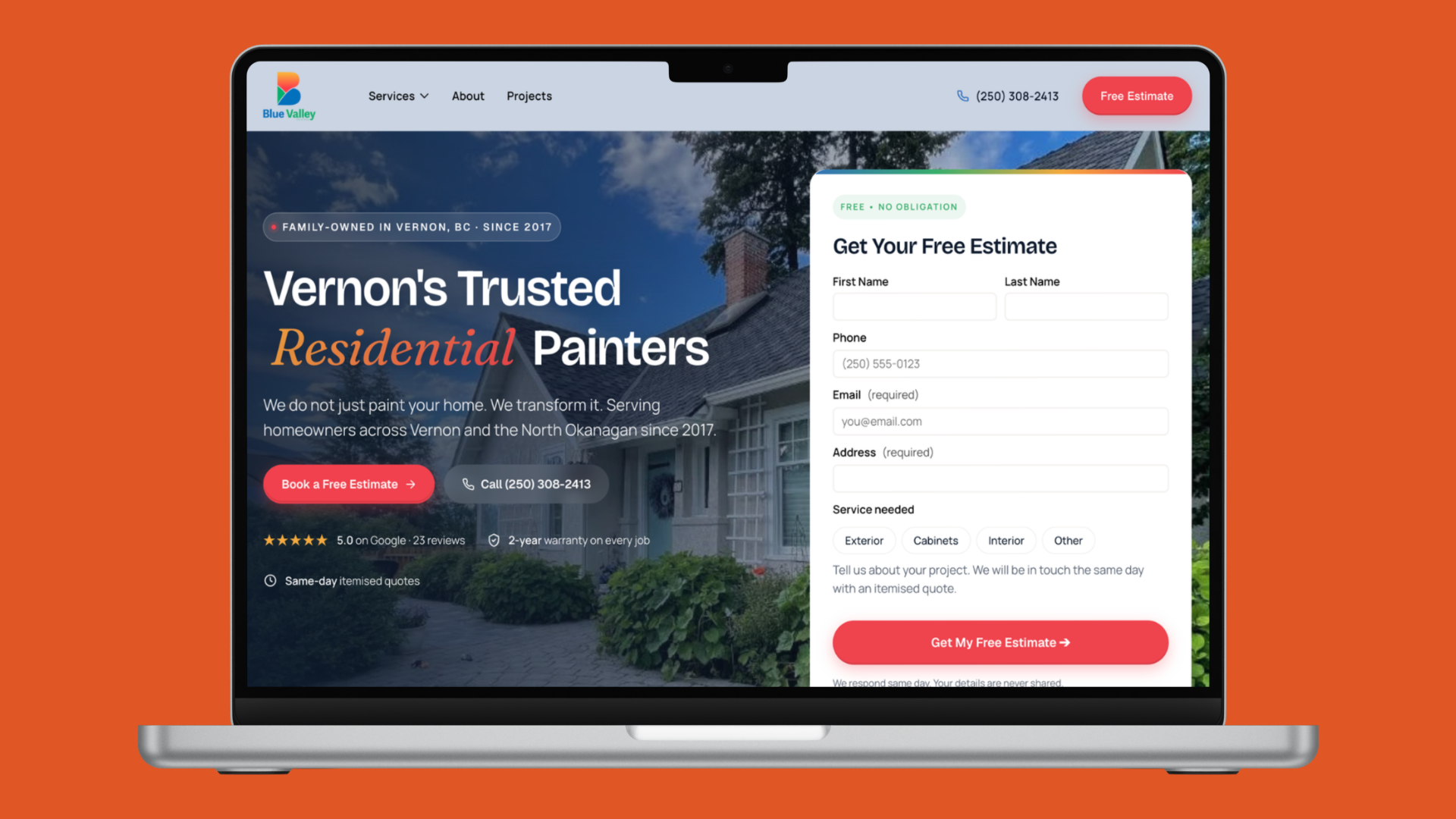 Blue Valley Painting – Website Design for a Premium Residential Painting Company