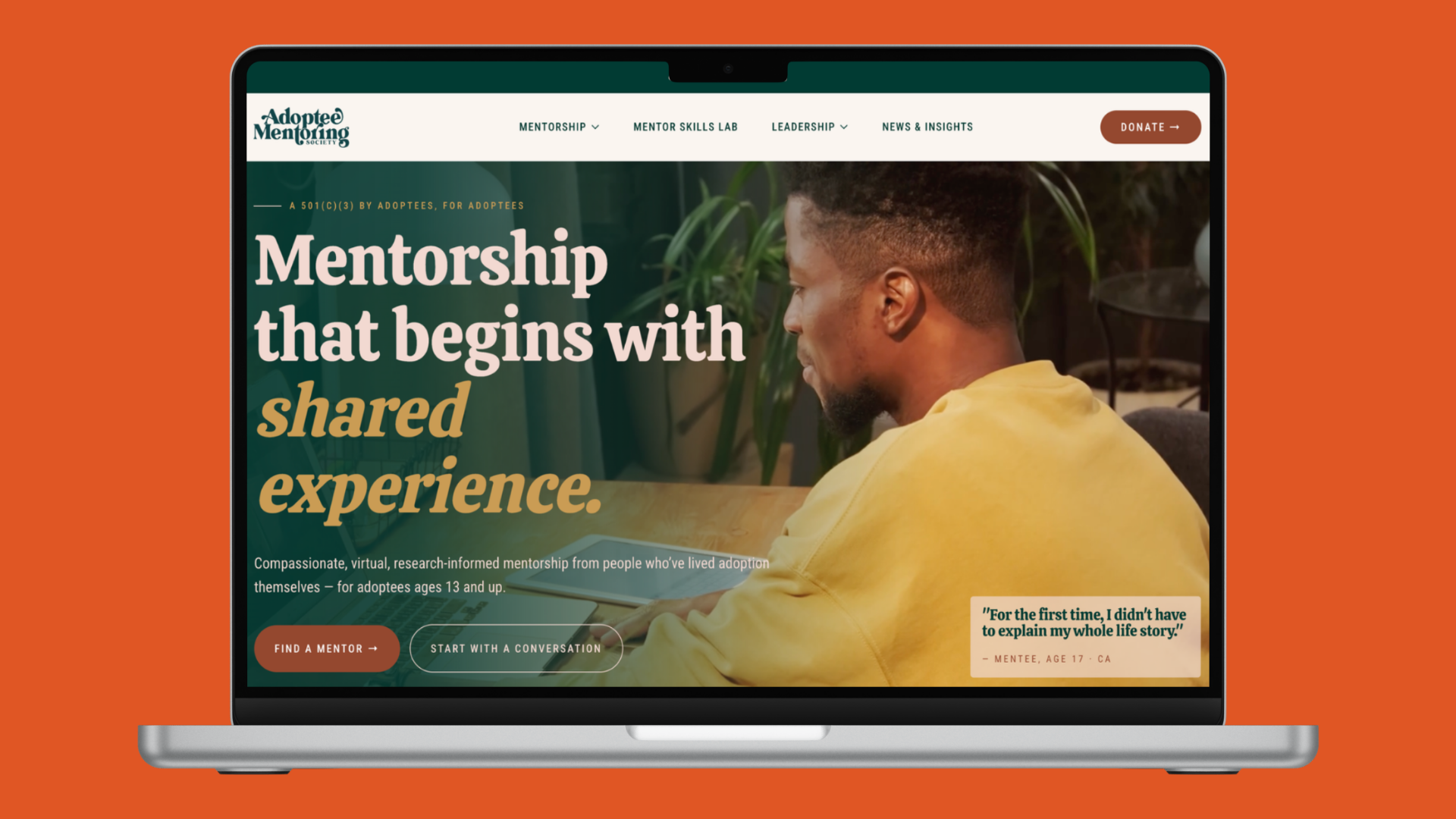 Adoptee Mentoring Society – Website Design &amp; Copywriting for a National Nonprofit