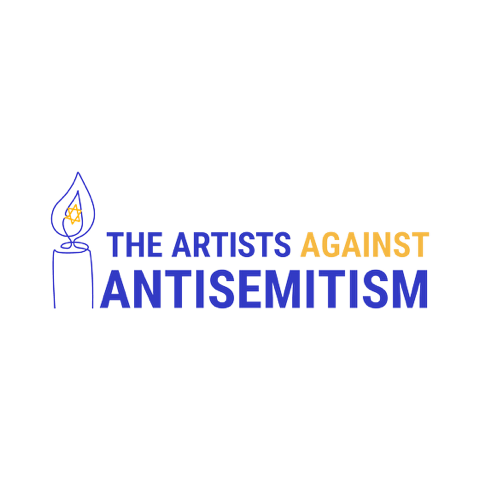Logo for The Artists Against Antisemitism with a candle illustration