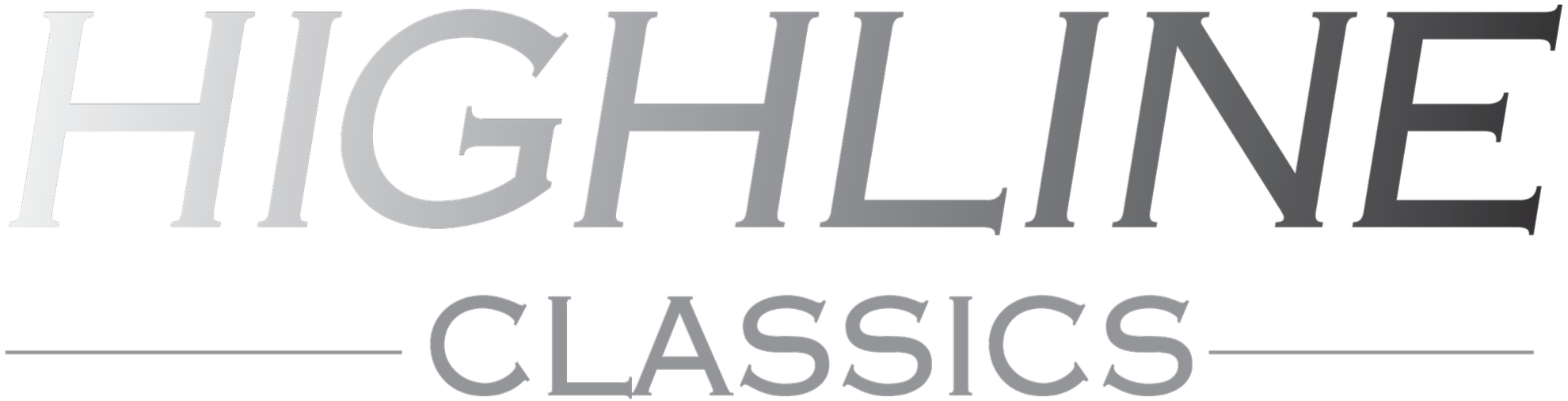 Logo for Highline Classics with the words Highline in large font and Classics in smaller font below, using shades of gray and black.