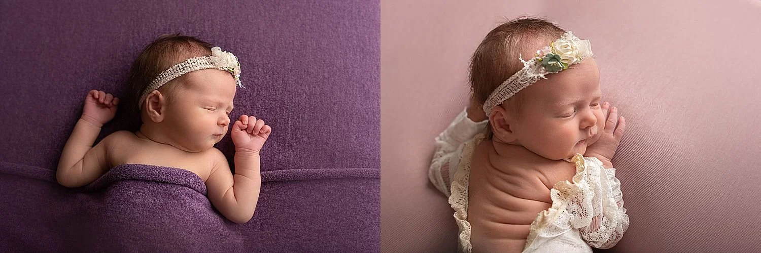 Baby girl during her in home posed newborn photoshoot in Fishers by Fishers newborn photographer