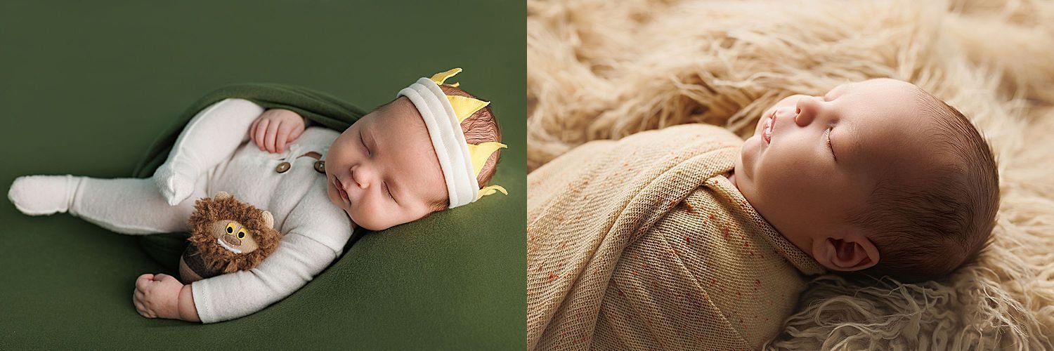 Newborn boy sleeping during his in home newborn photo session by Fishers newborn photographer