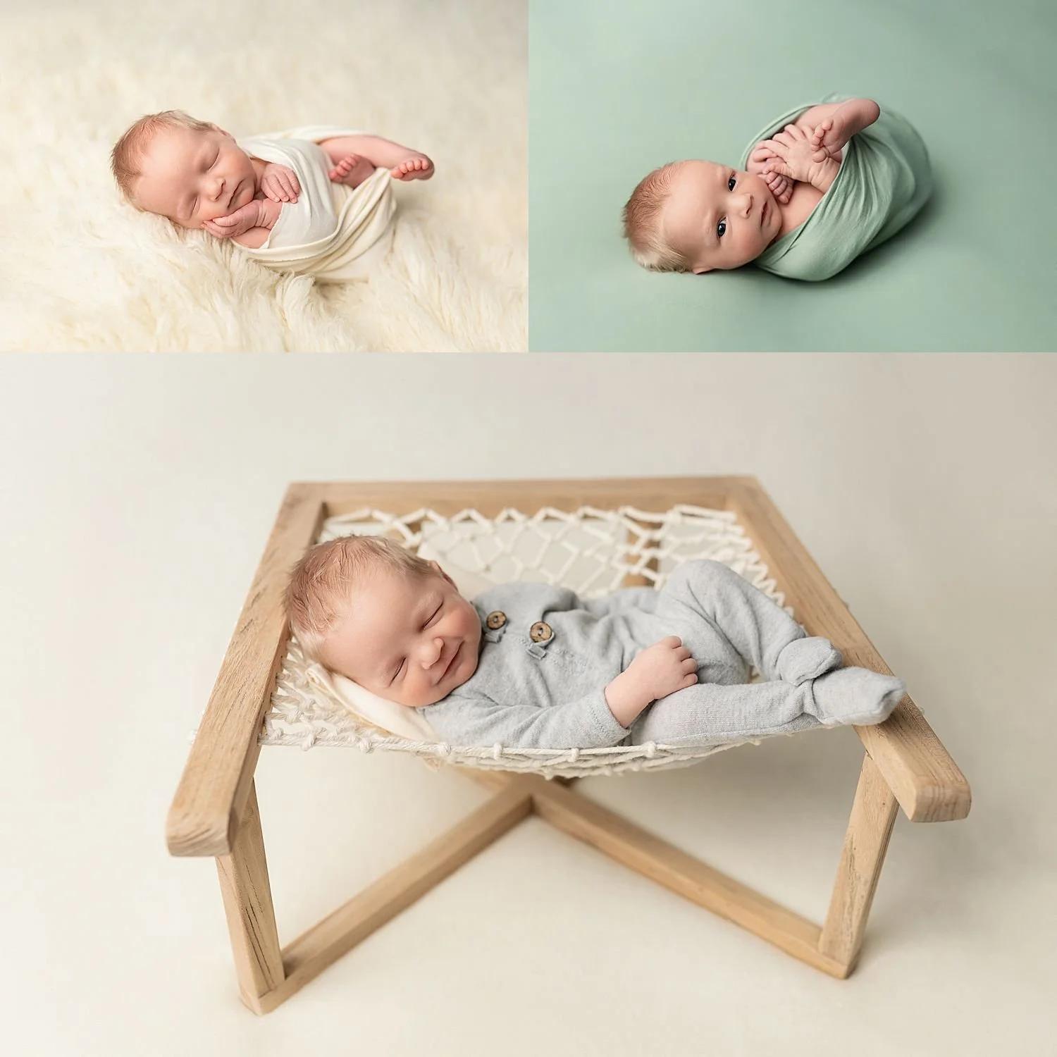 Newborn boy during his posed in home studio newborn photoshoot by Fishers newborn photographer