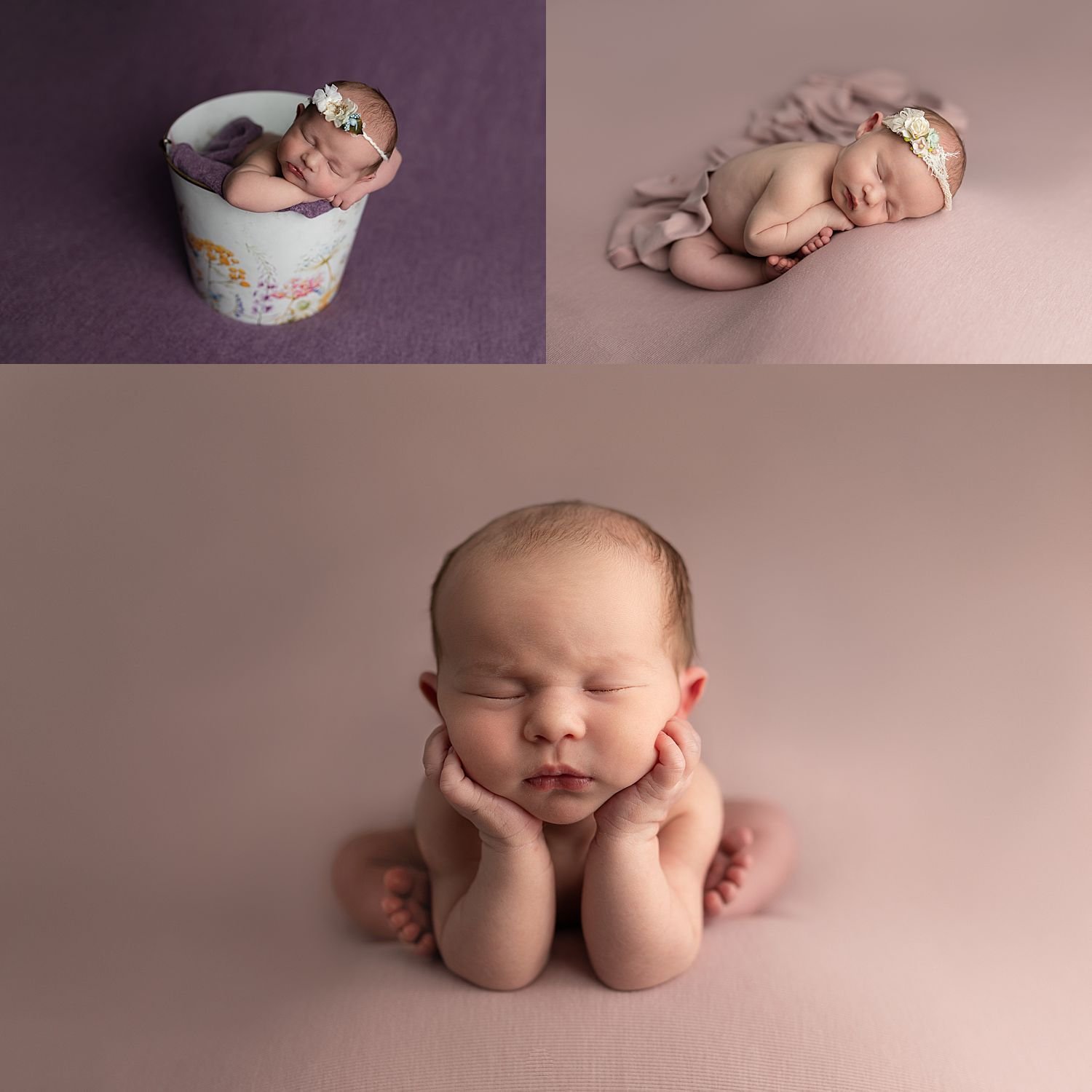 Newborn girl photoshoot in home posed by Fishers newborn photographer