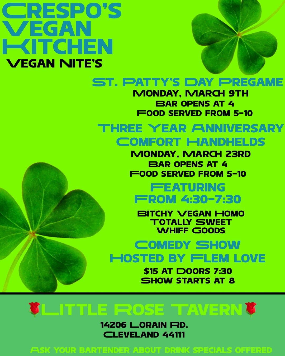 Crespo's Vegan Kitchen Three Year Anniversary