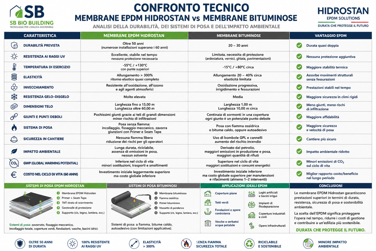  Impermeabilizzazione; analisi comparativa membrane EPDM vs  bitume-polimero