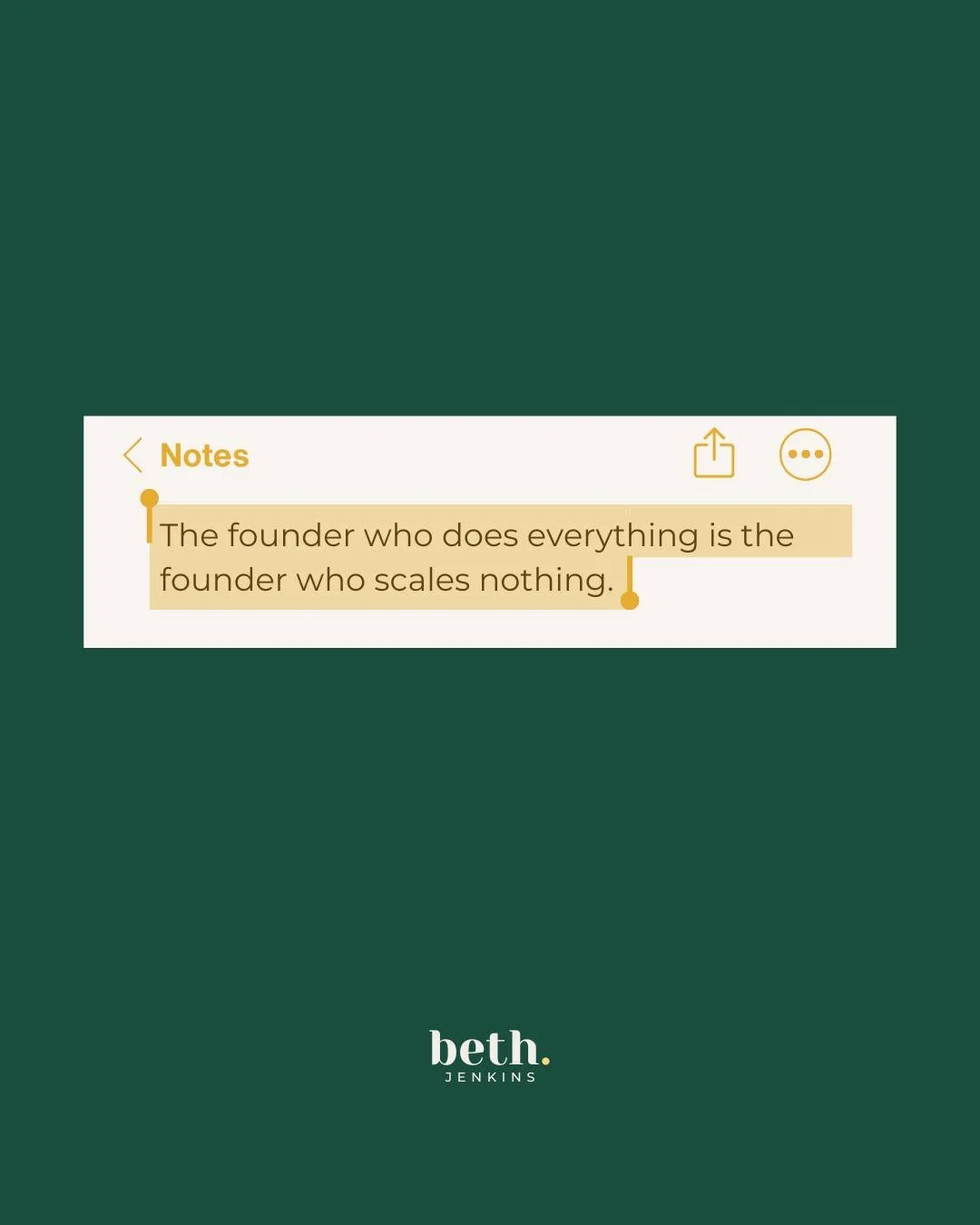 I spent a long time thinking that being across everything was a strength.

It felt responsible. It felt safe. It meant nothing would slip. But what it actually meant was - nothing could move without me. 🤯

And a business that can't move without you 