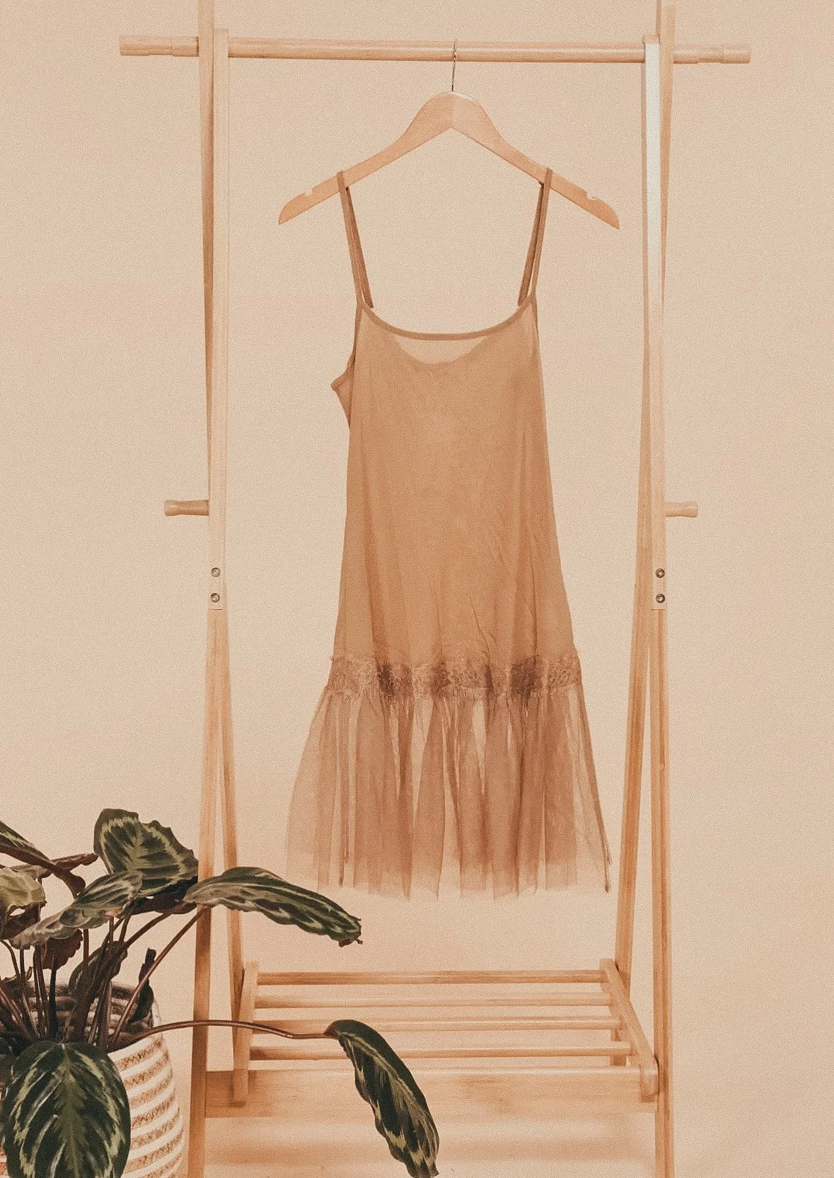 Tulle Lace Trim Slip Dress