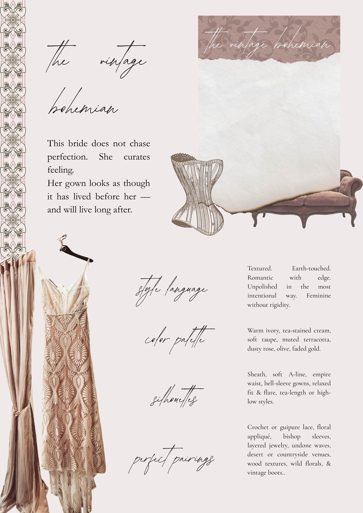 bridal style aesthetics covering the vintage bohemian