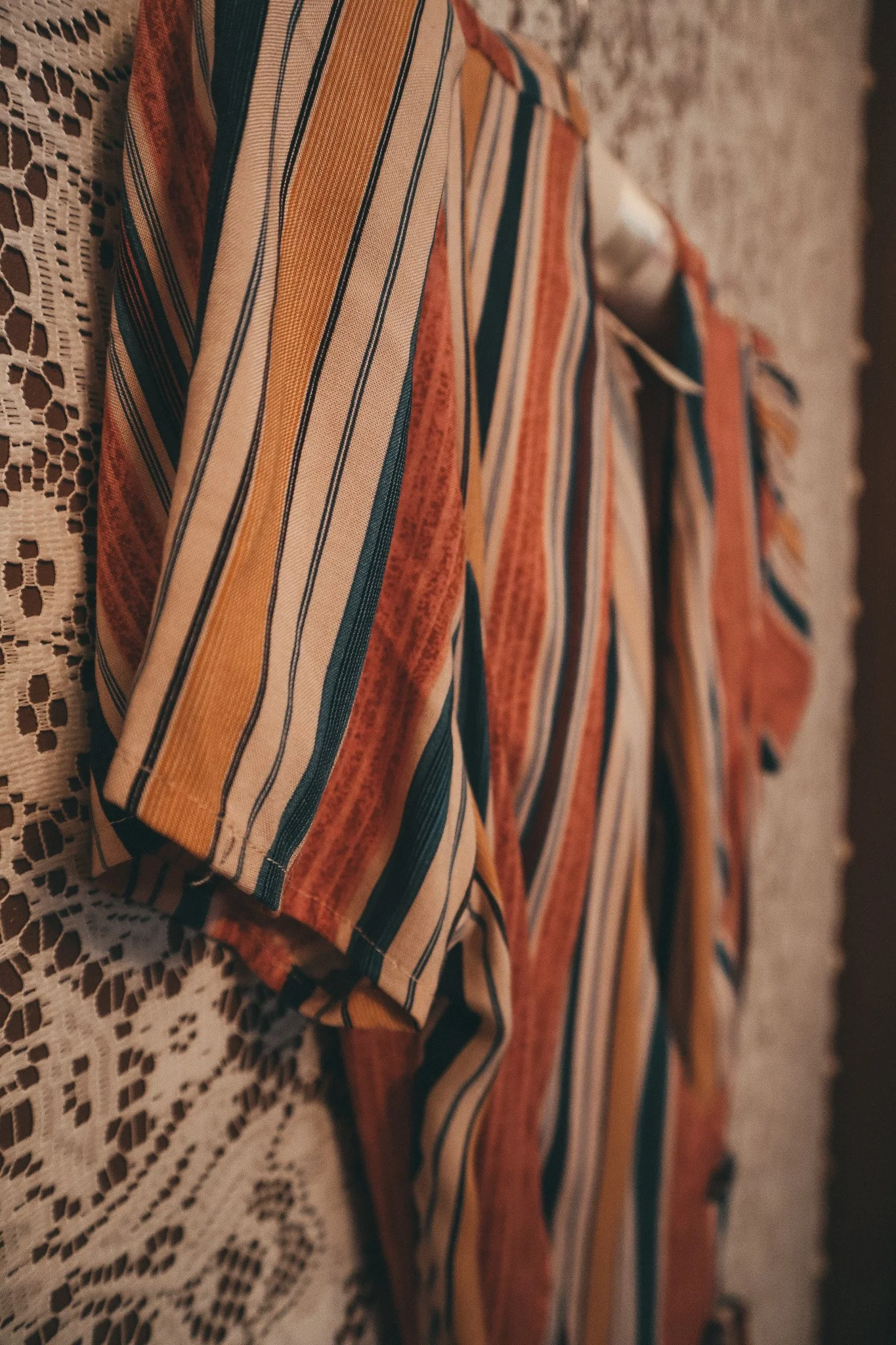 Xhilaration Wrap Dress - Orange Blue Yellow Stripe - Size Small